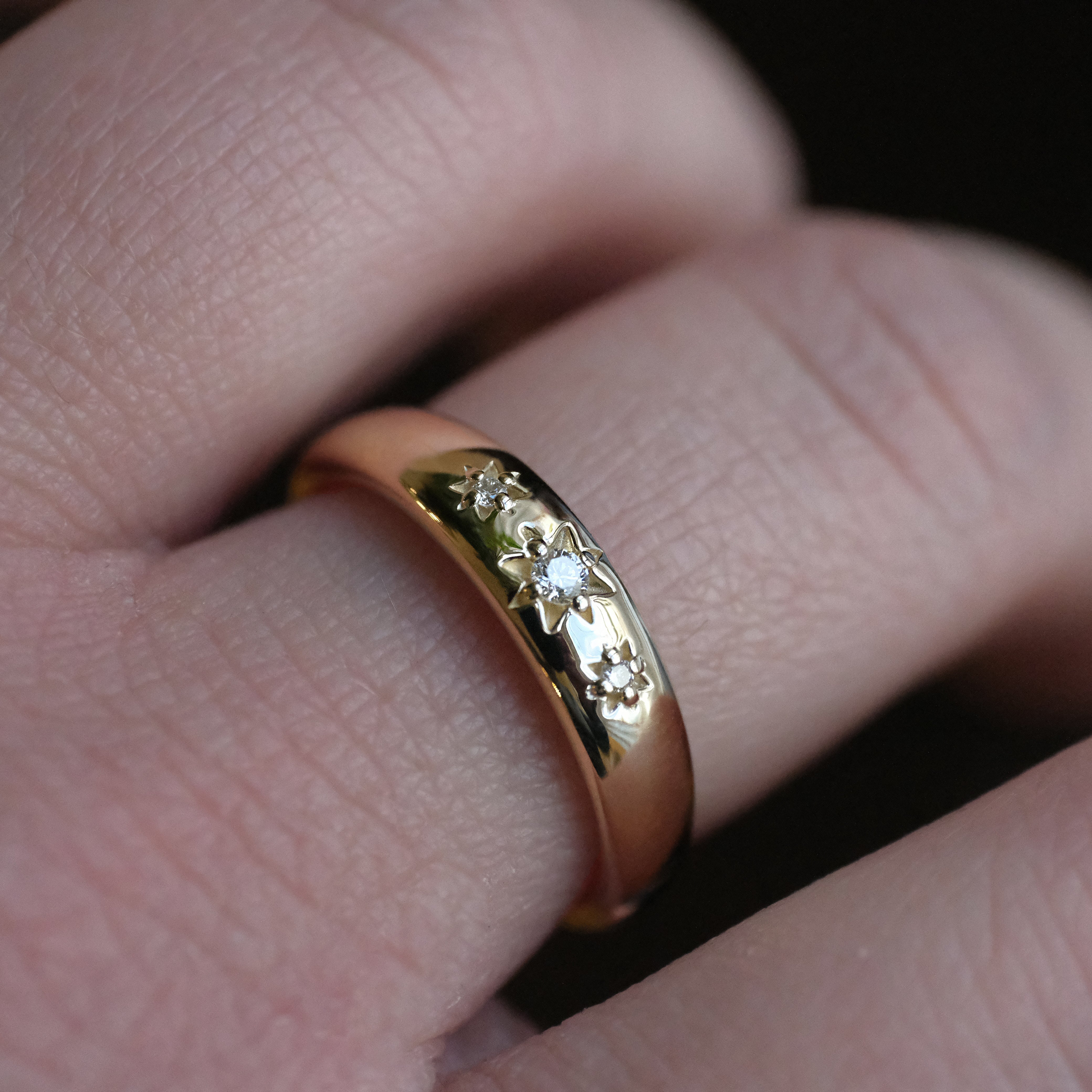 14k + Natural Diamond Starry Night Ring