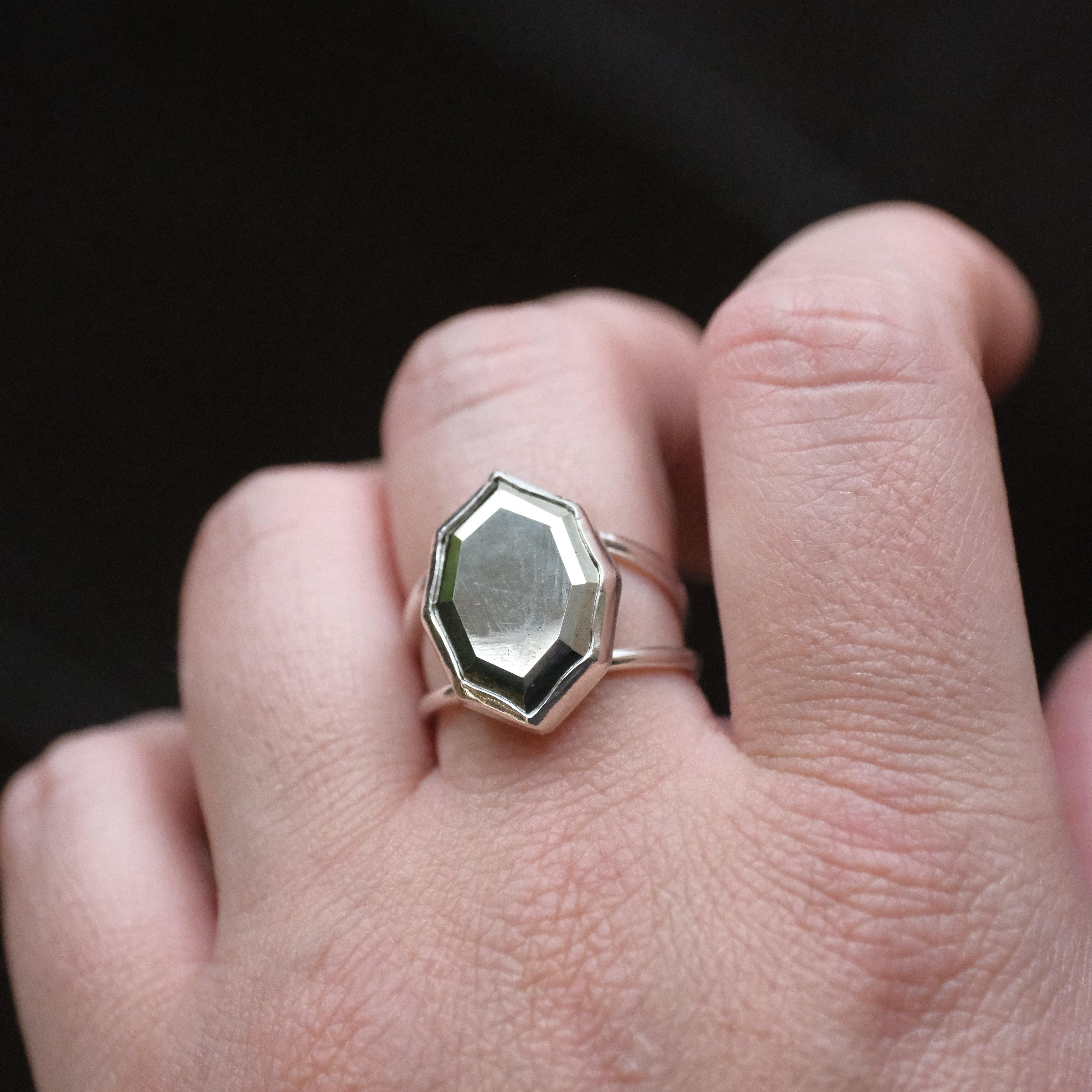 Sterling + Pyrite Vignette Ring (Size 7) - One of a Kind
