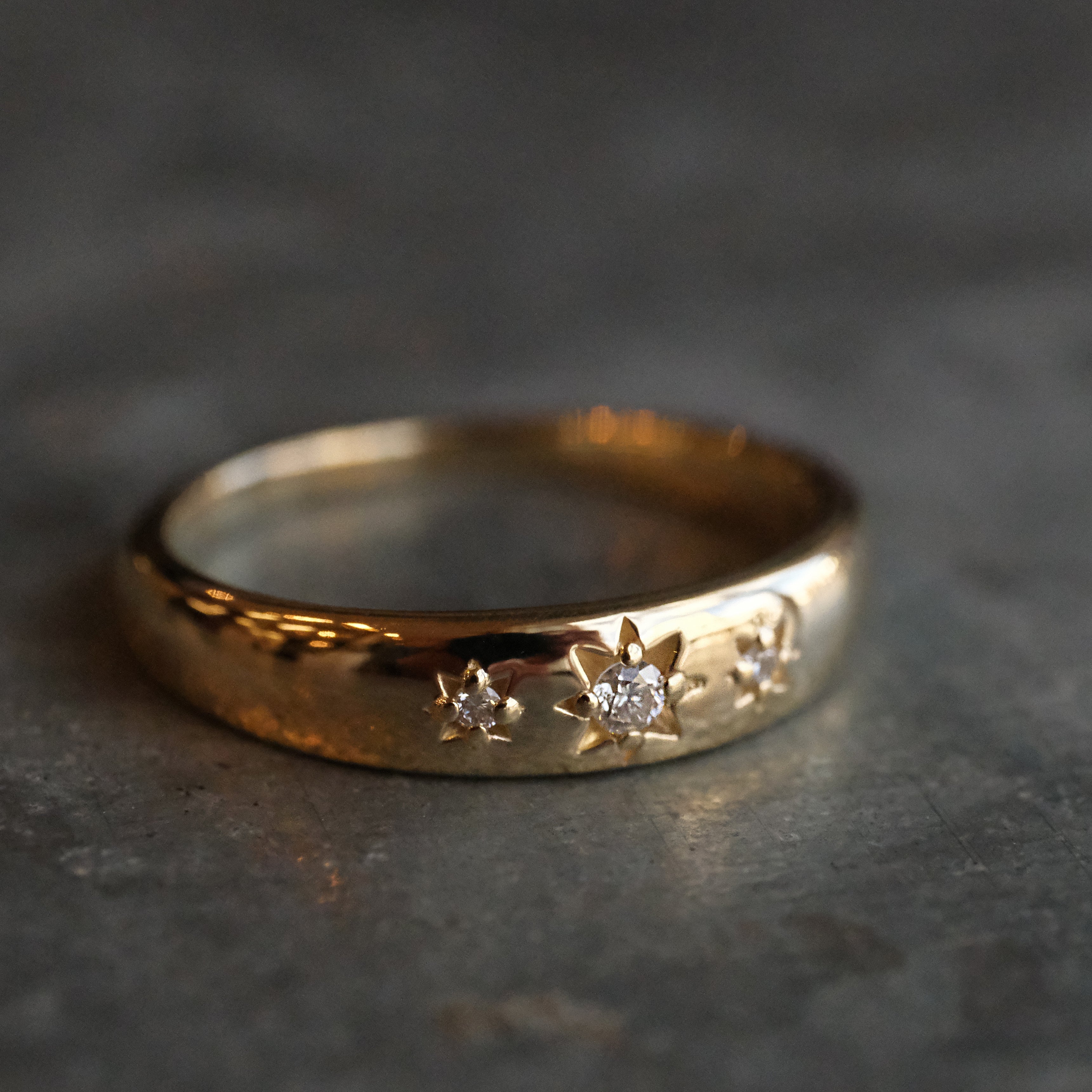 14k + Natural Diamond Starry Night Ring