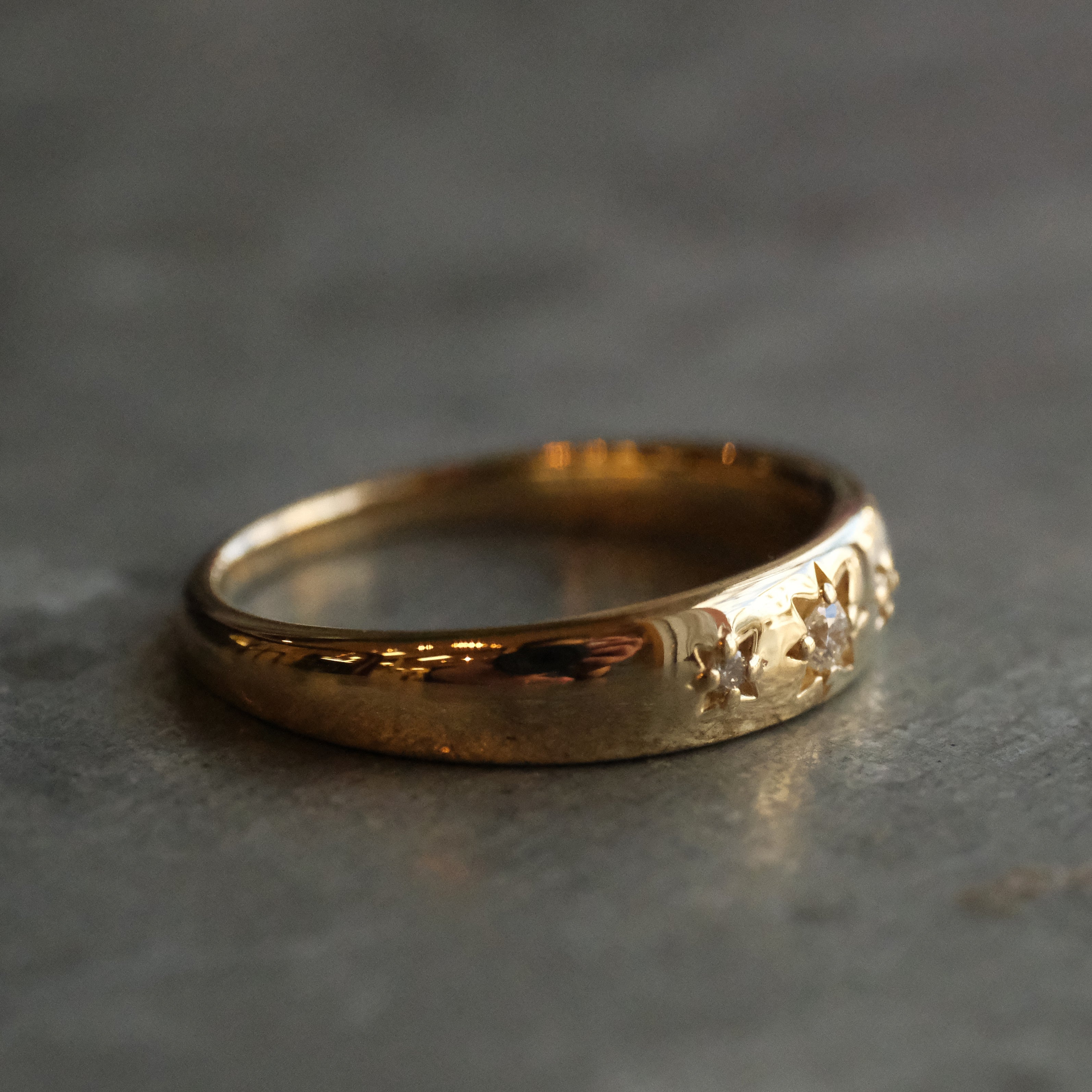 14k + Natural Diamond Starry Night Ring