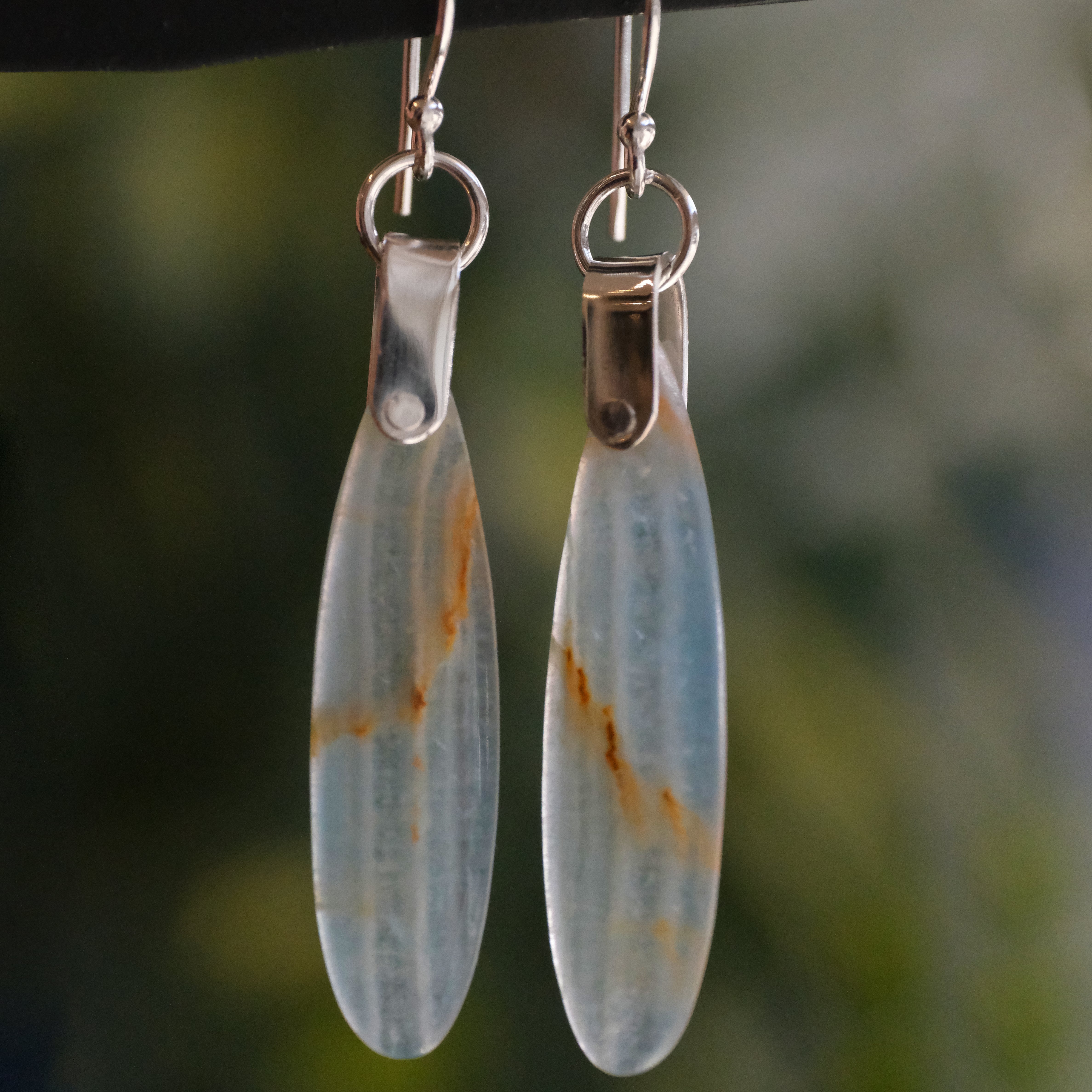 Blue Onyx Saddle Earrings - One of a Kind