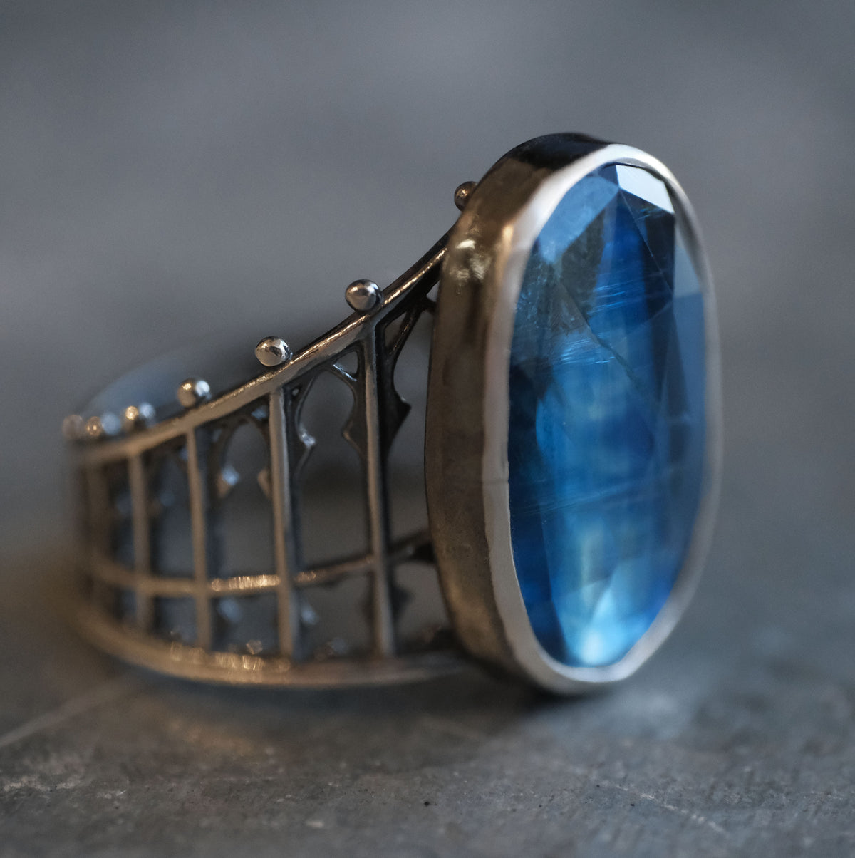 Ocean Kyanite Cathedral Ring (Size 6) - One of a Kind