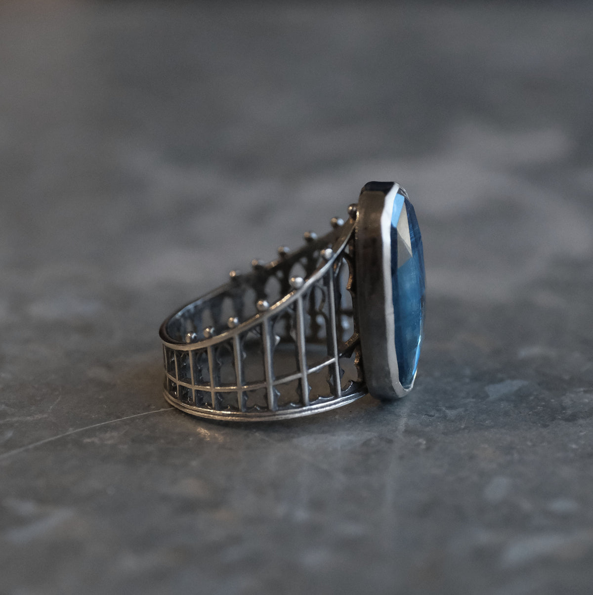 Ocean Kyanite Cathedral Ring (Size 6) - One of a Kind