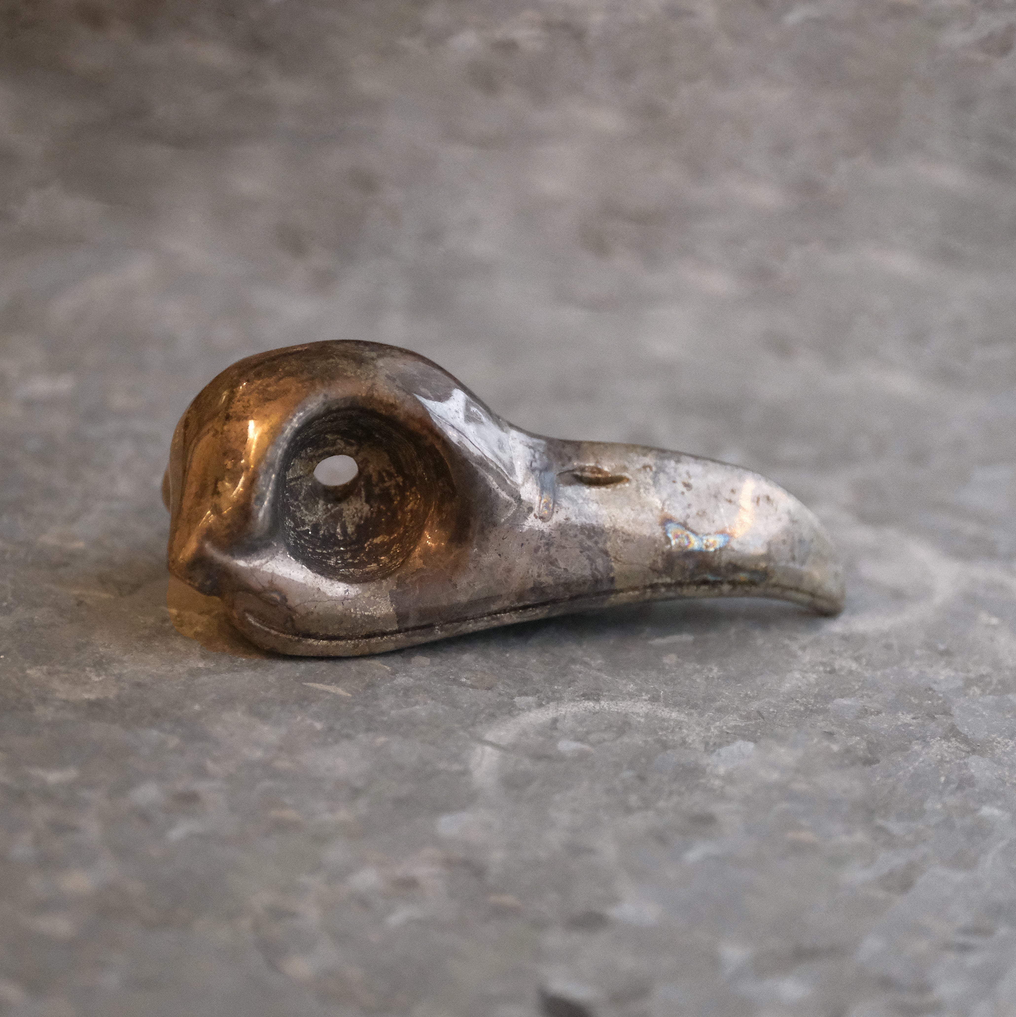 Hand Carved Pyrite Bird Skull