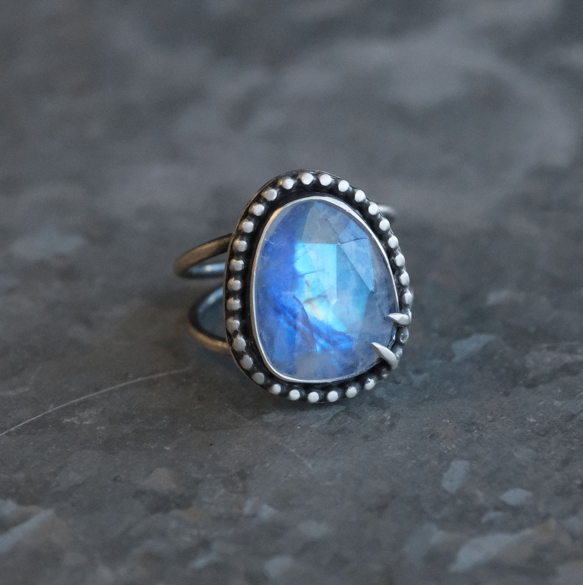 Moonstone + Sterling Talona Ring (Size 7.5) - One of a Kind