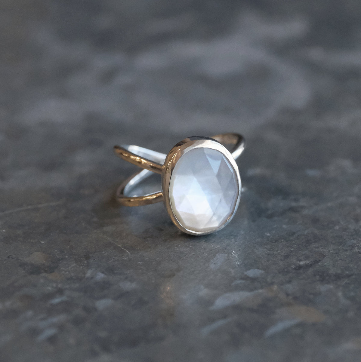 Mother of Pearl Atom Ring (Size 6) - One of a Kind