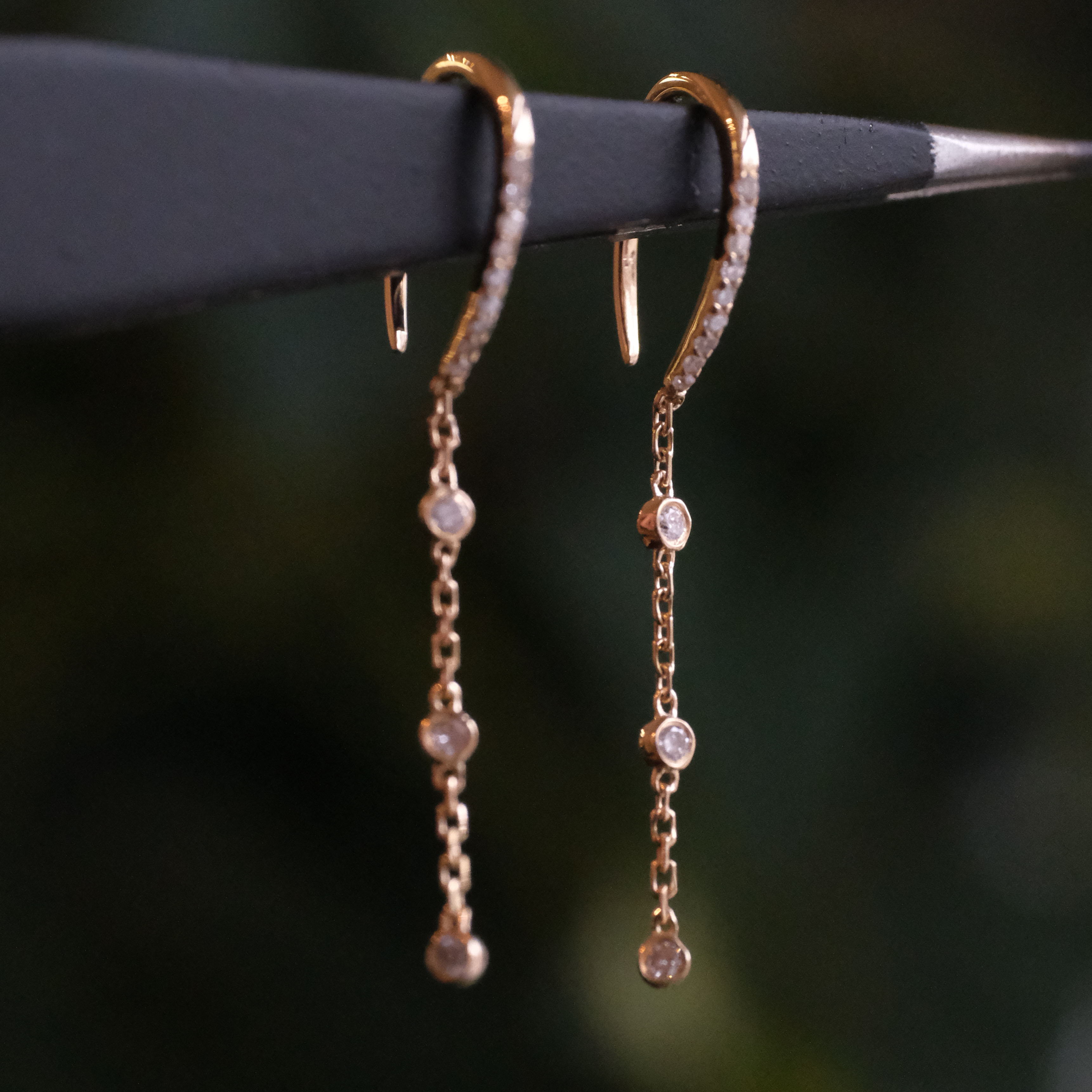14k + Natural Diamond Spire Earrings