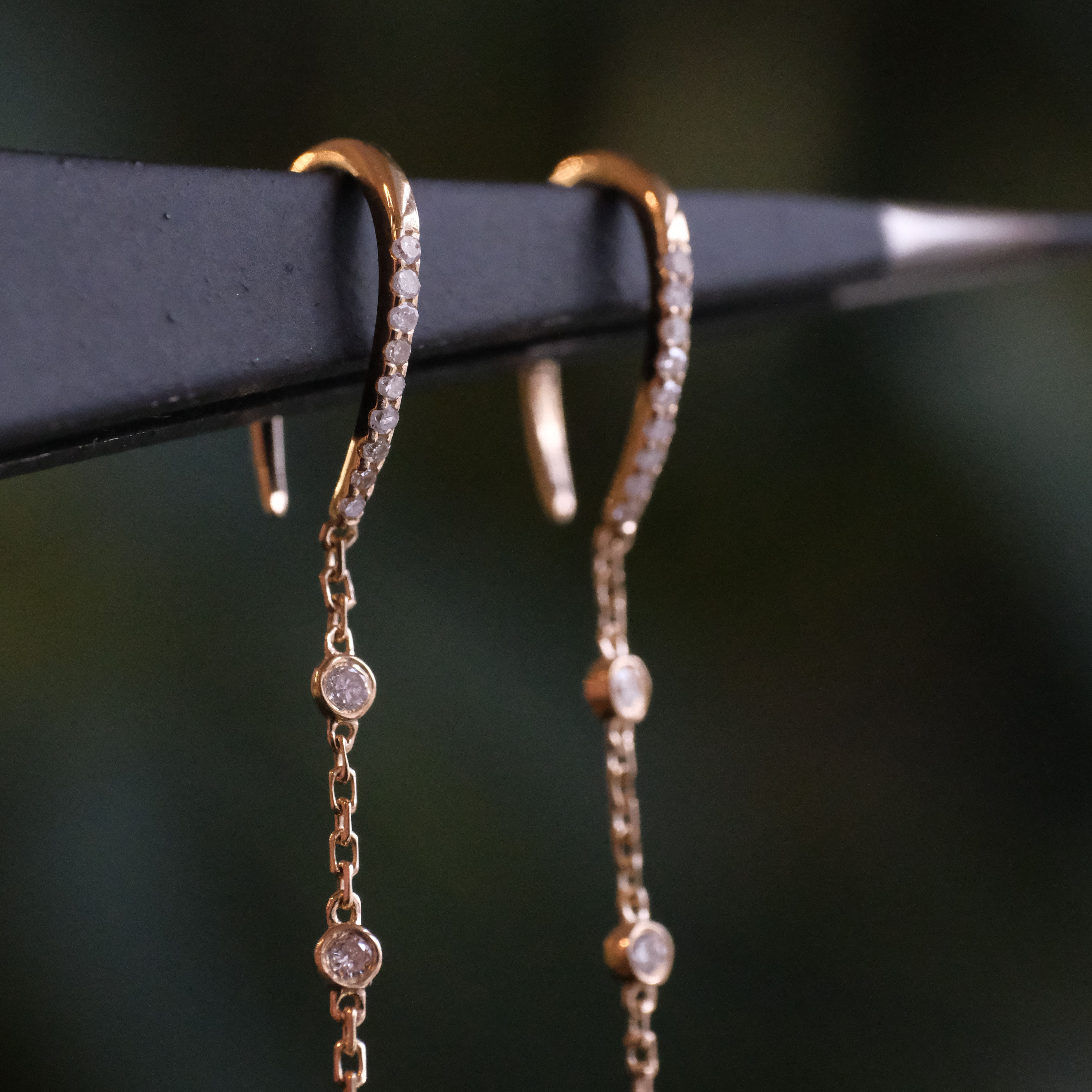 14k + Natural Diamond Spire Earrings