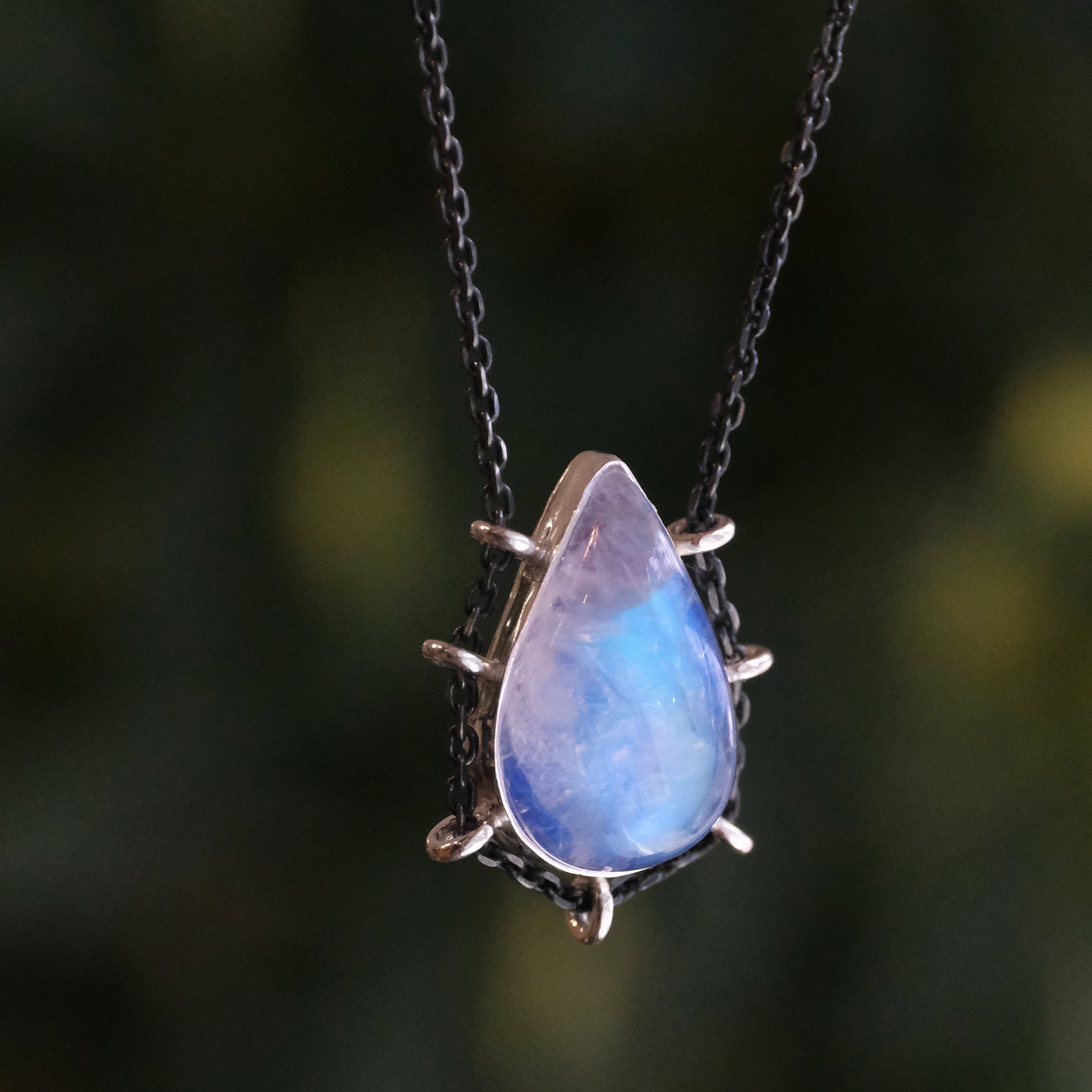 Rainbow Moonstone Path Necklace - One of a Kind