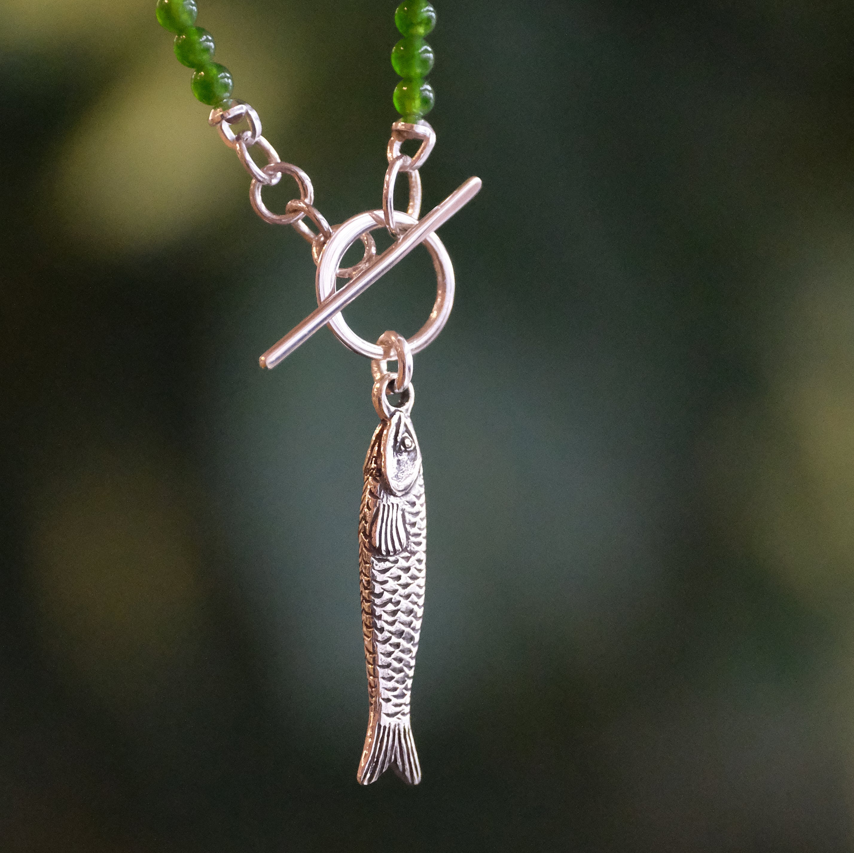 Jade + Sterling Fish Necklace