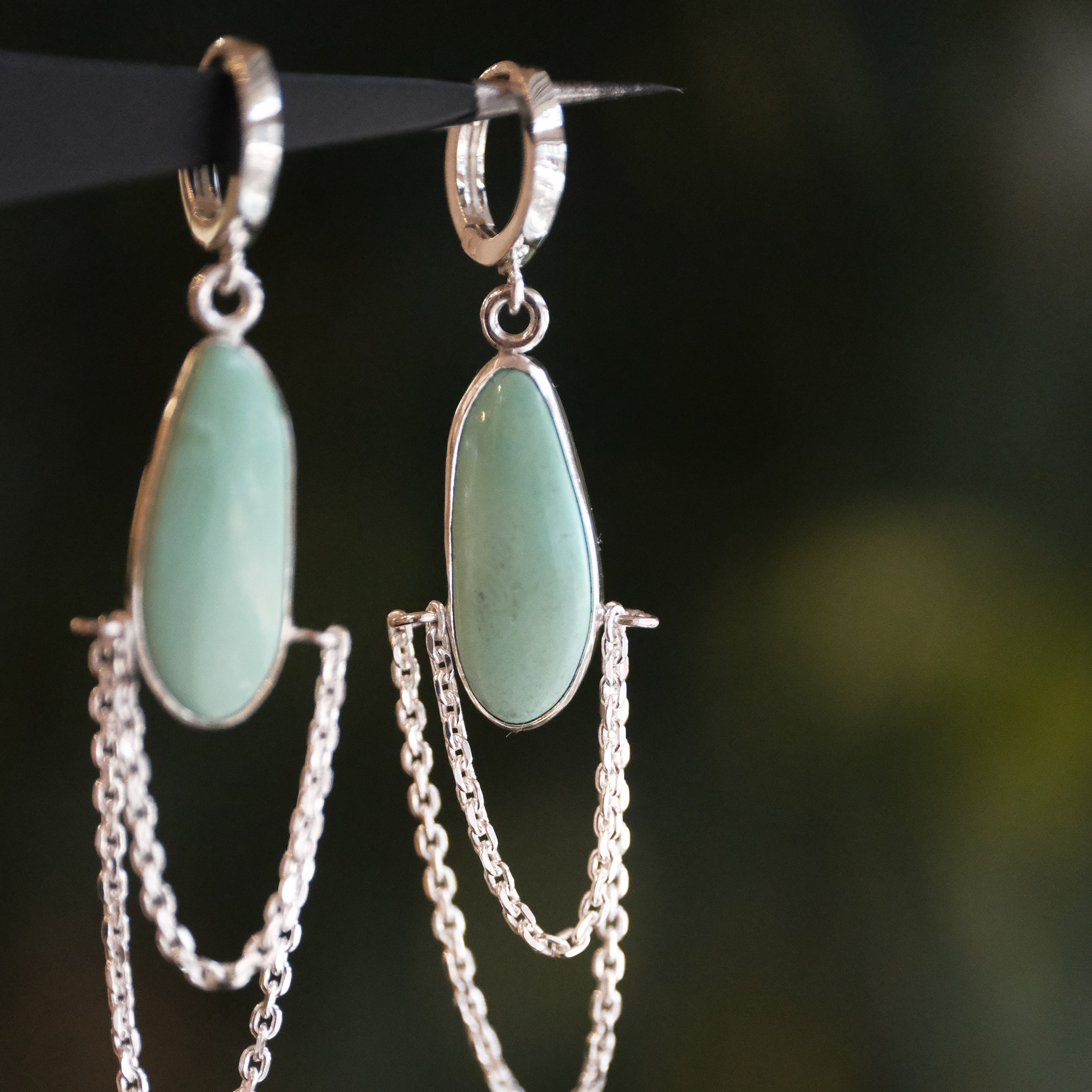 Turquoise + Sterling Drape Earrings - One of a Kind