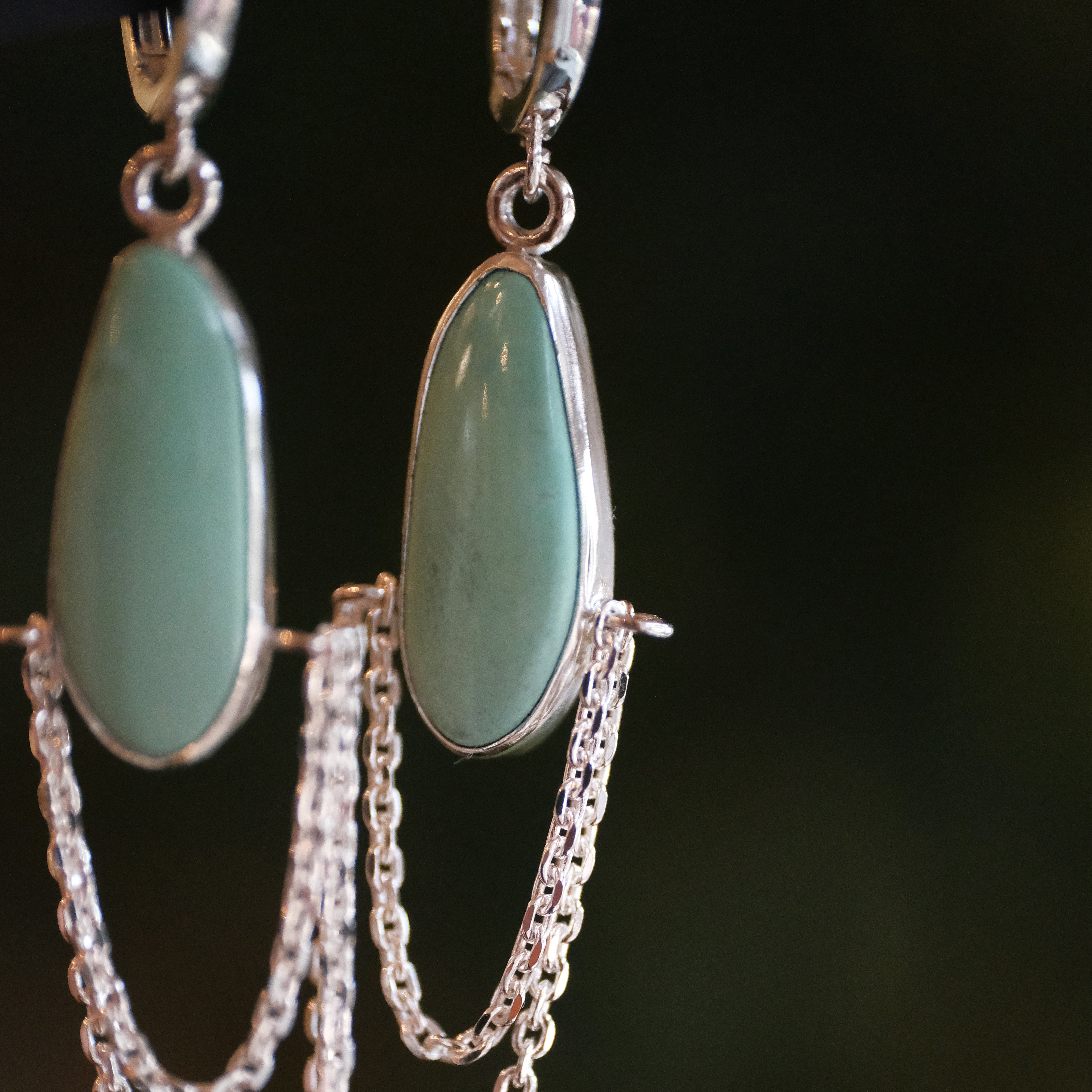 Turquoise + Sterling Drape Earrings - One of a Kind
