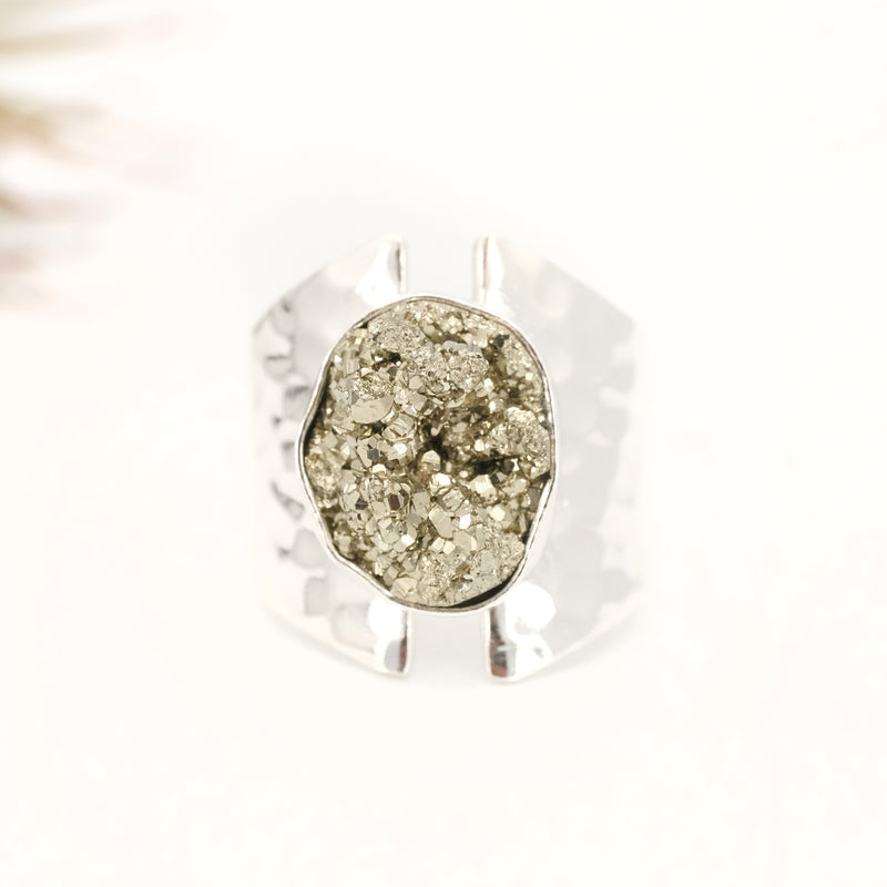 14k Sapphire + Diamond Shield Ring