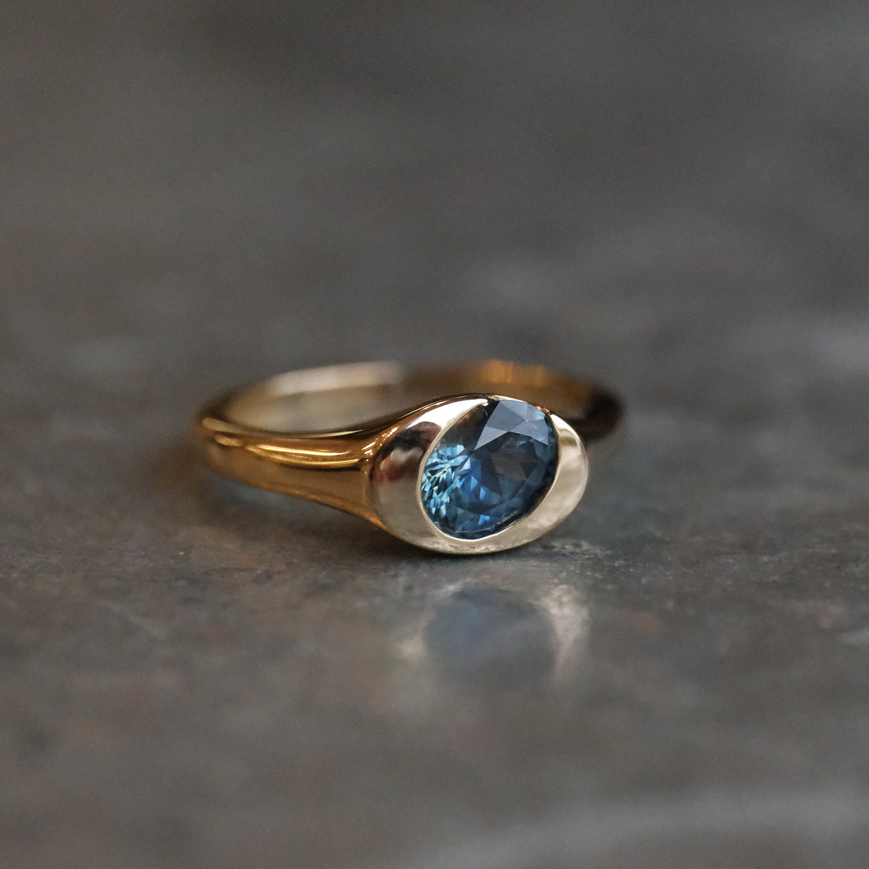 14k + Montana Sapphire Flow Ring - One of a Kind