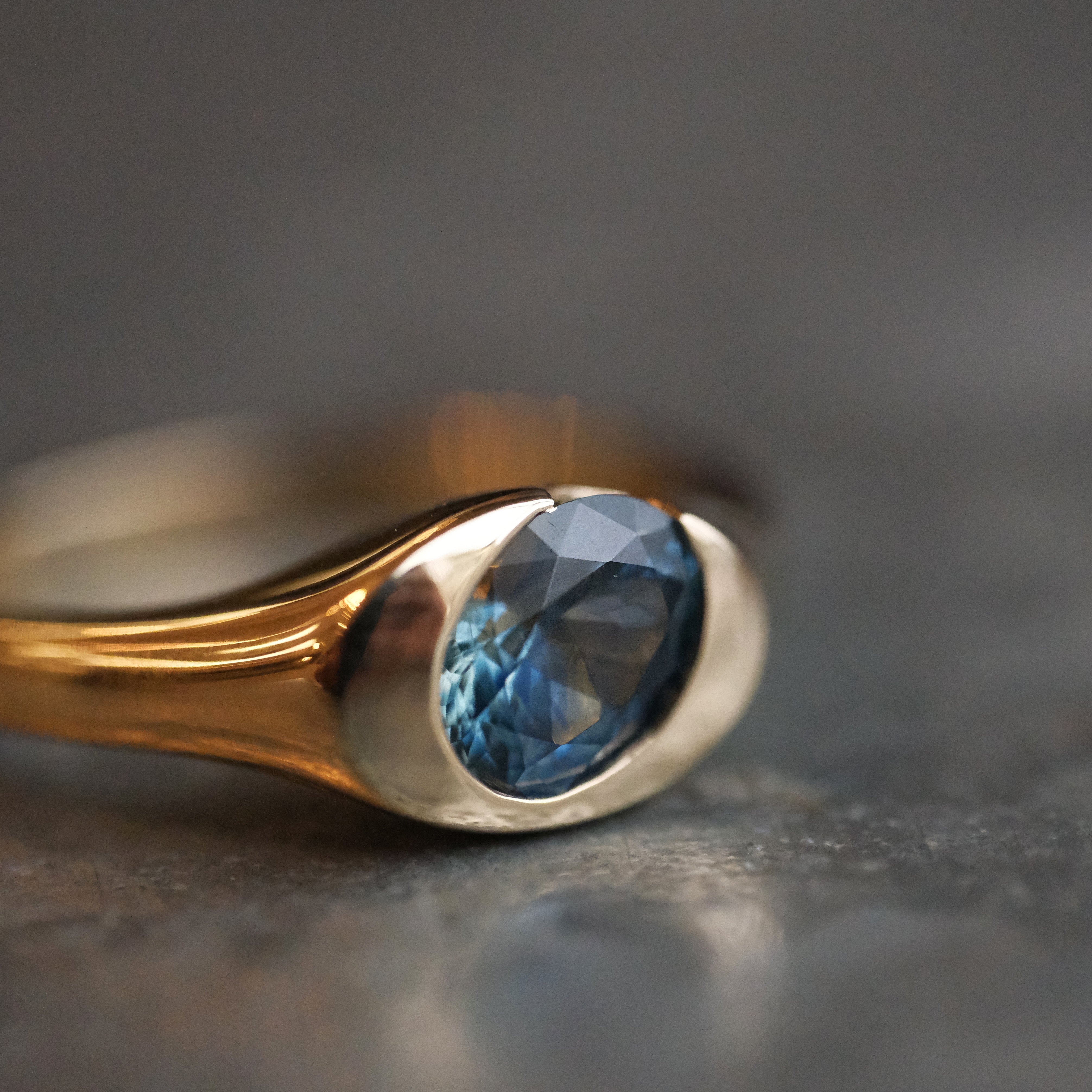 14k + Montana Sapphire Flow Ring - One of a Kind