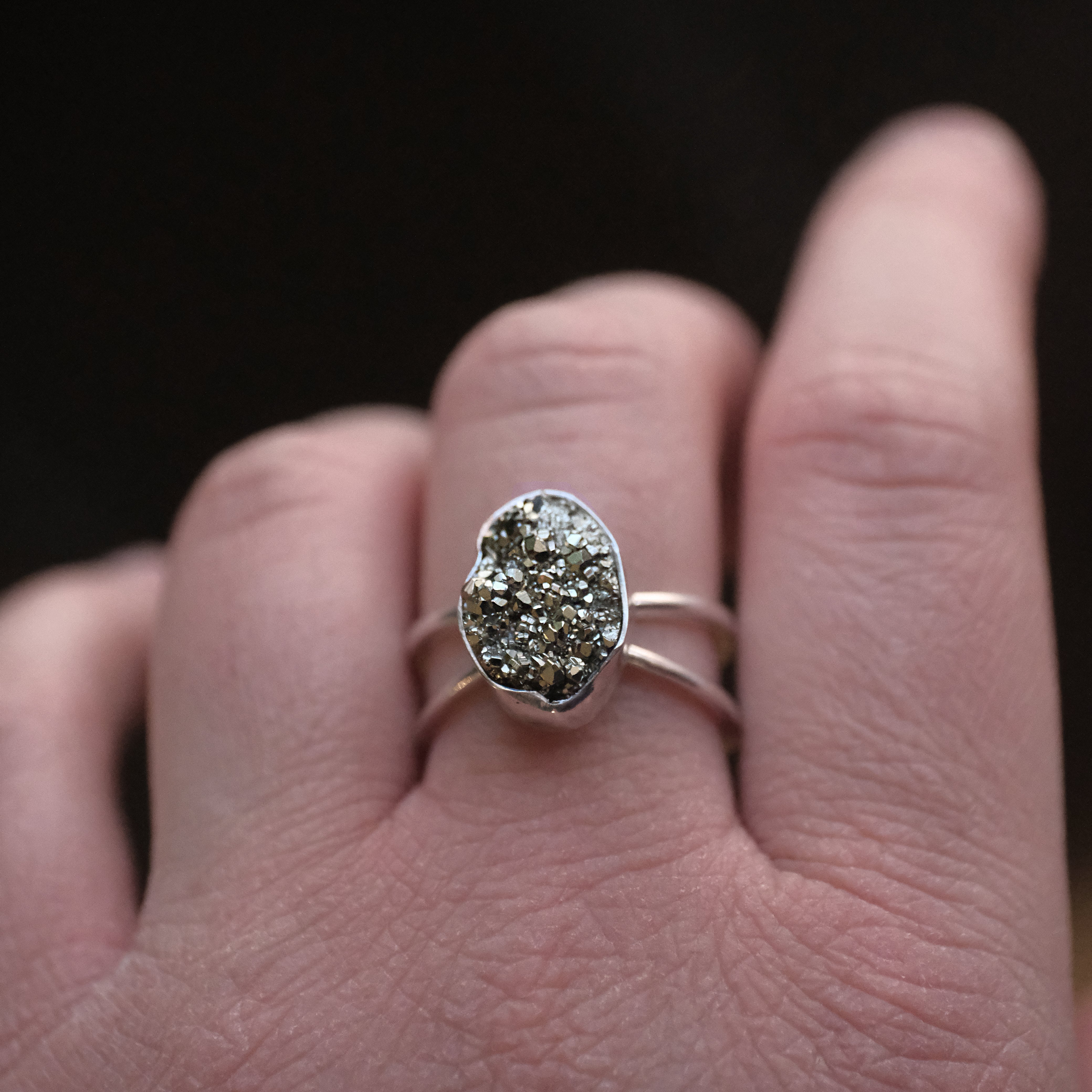 Pyrite Atom Ring (Size 8) - One of a Kind