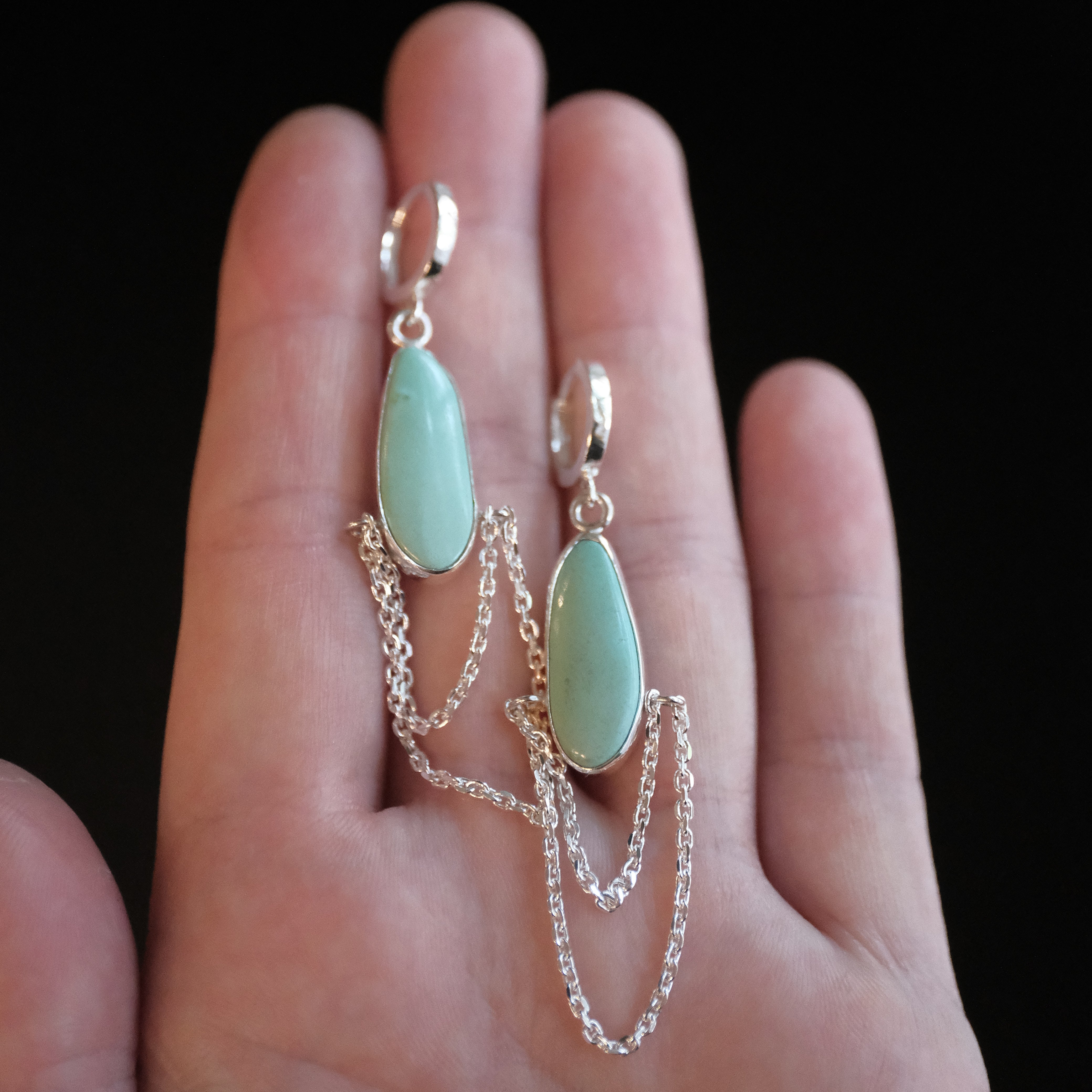 Turquoise + Sterling Drape Earrings - One of a Kind