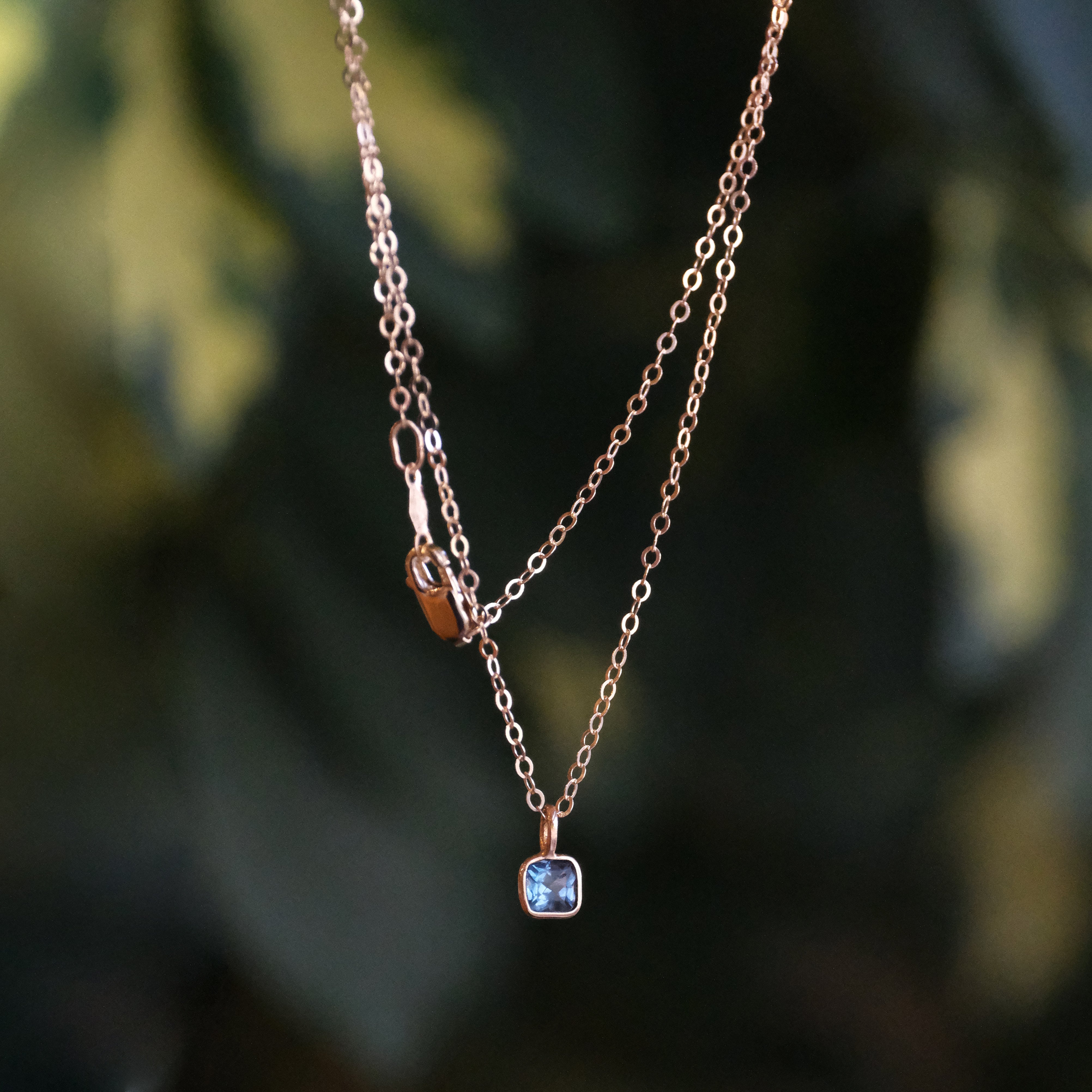 14k + Topaz Cushion Necklace