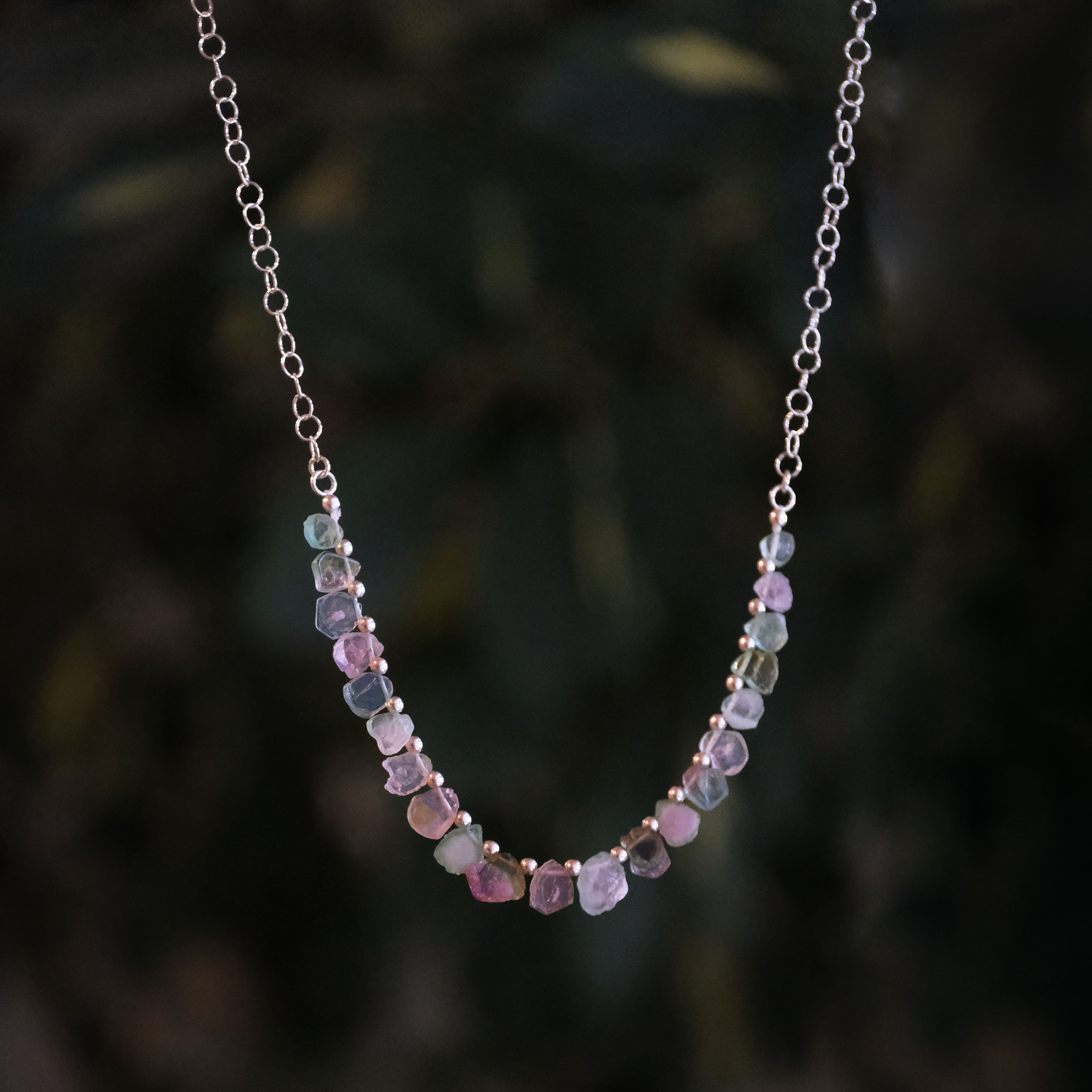 Raw Tourmaline Slice Pennant Necklace