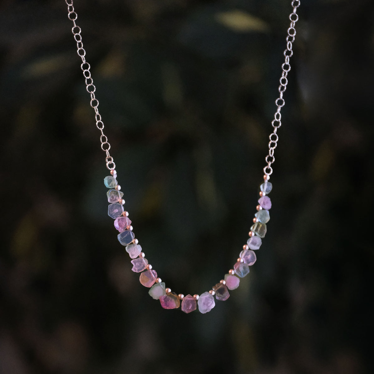 Raw Tourmaline Slice Pennant Necklace