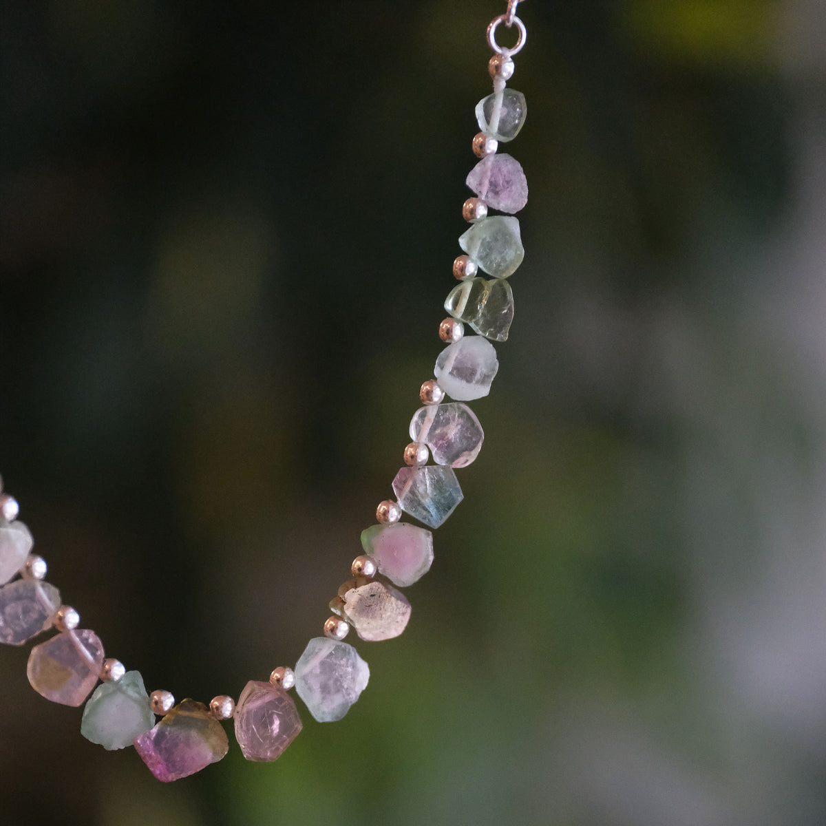 Raw Tourmaline Slice Pennant Necklace