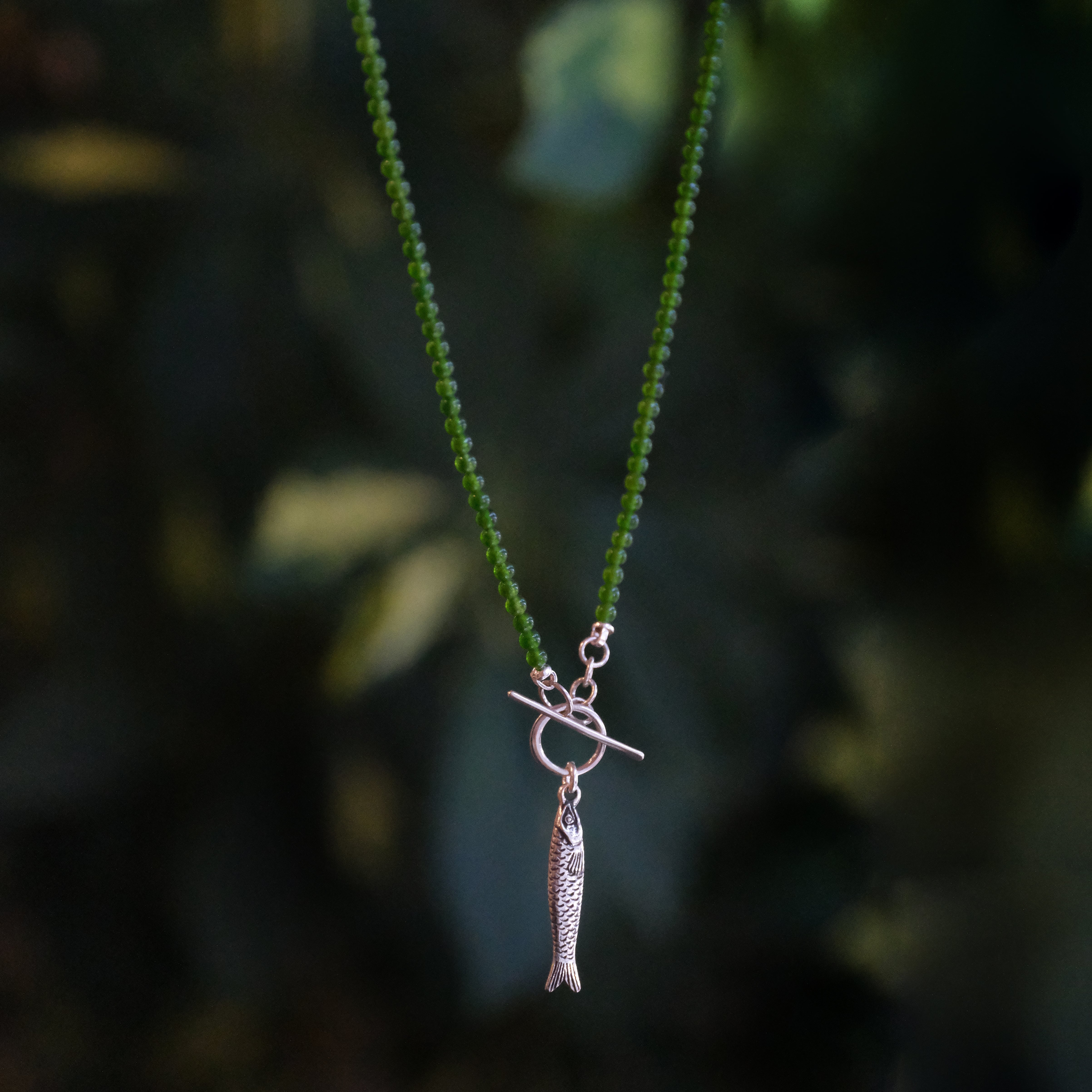 Jade + Sterling Fish Necklace