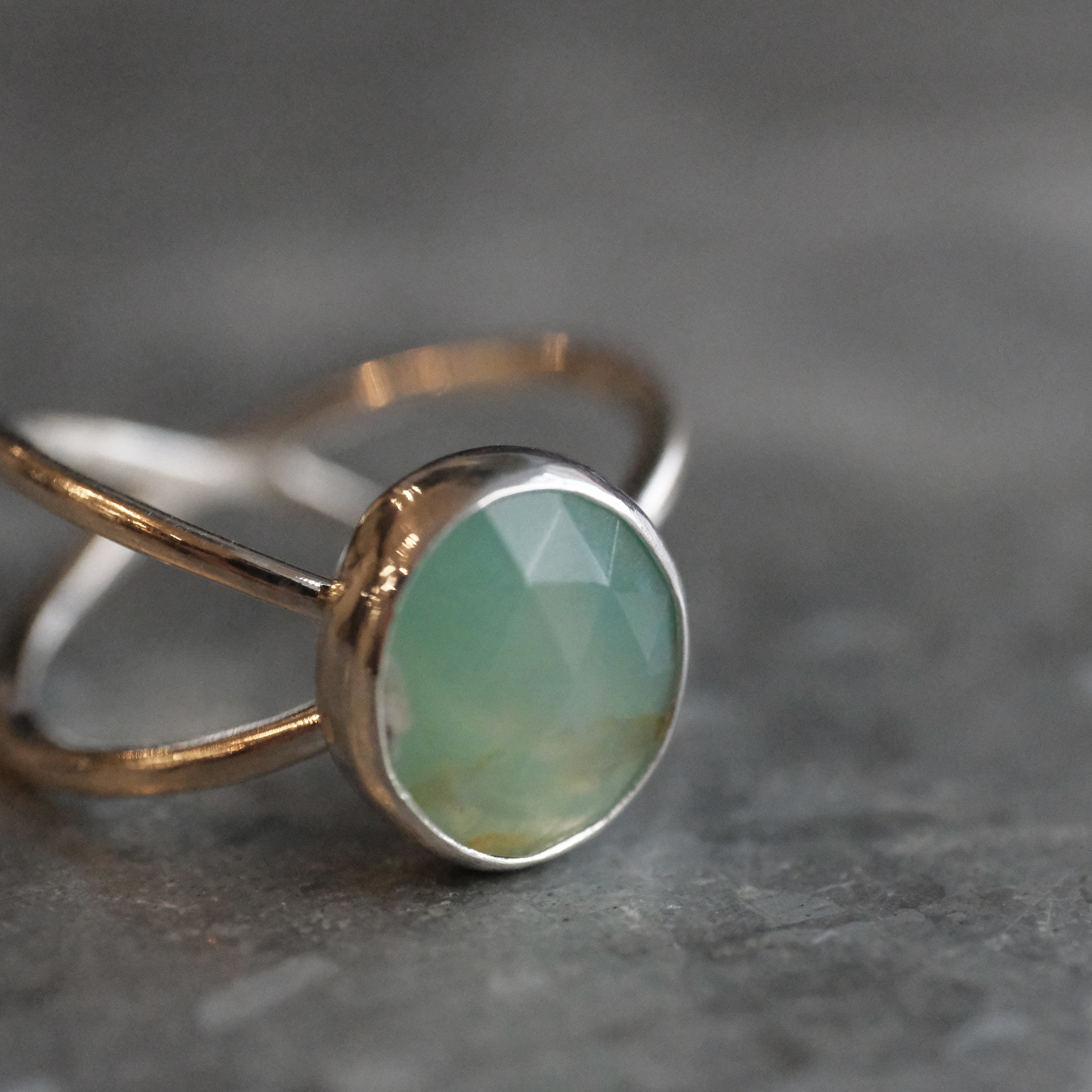 Aqua Chalcedony Atom Ring (Size 8) - One of a Kind