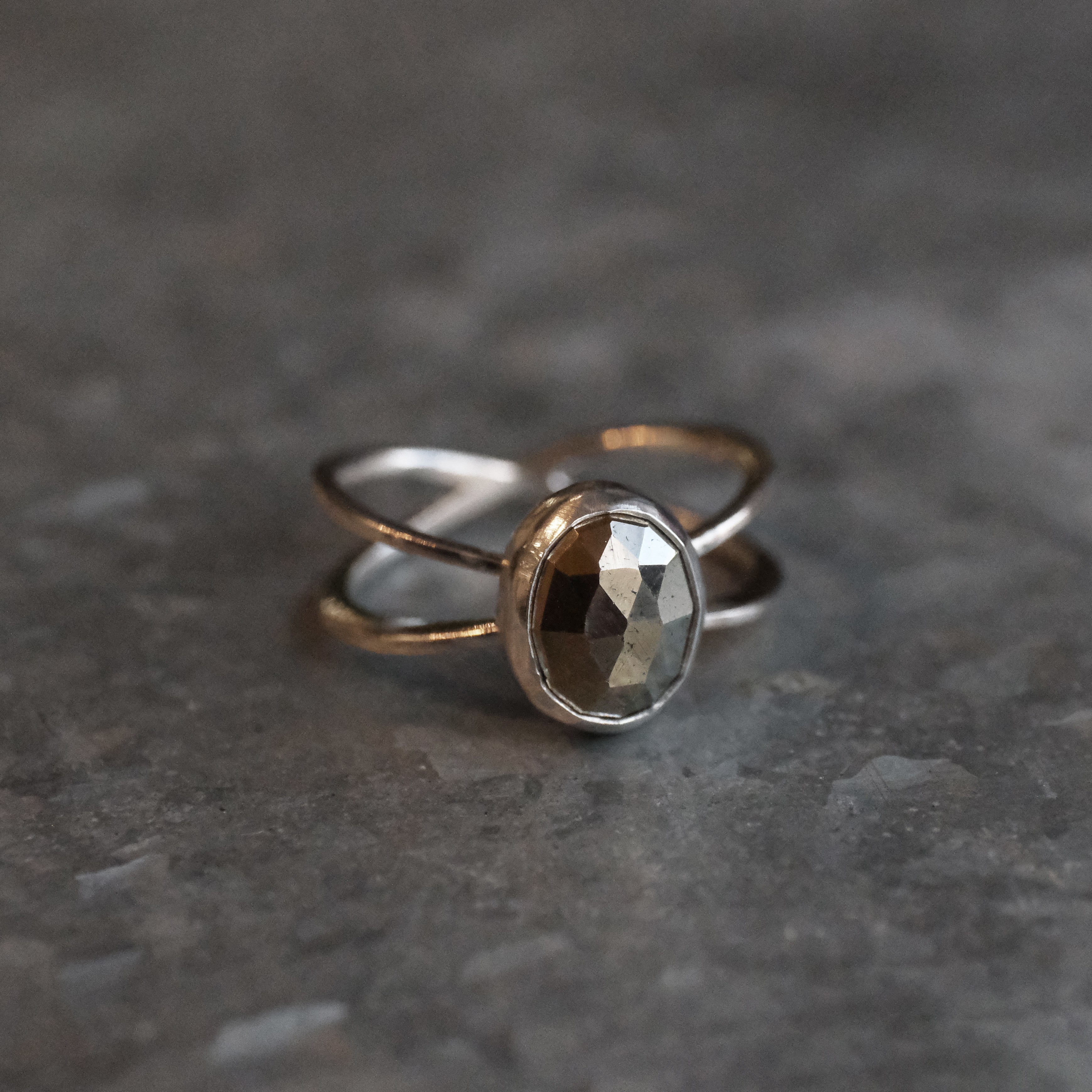 Pyrite Atom Ring (Size 7) - One of a Kind