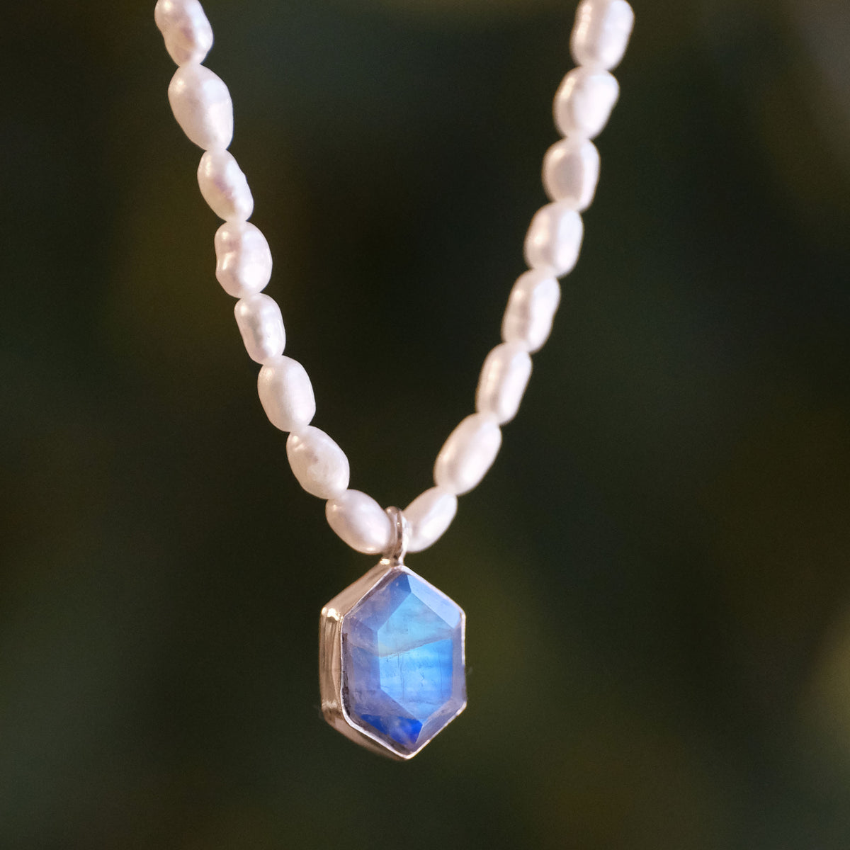 Freshwater Pearl + Moonstone Hexi Necklace - One of a Kind