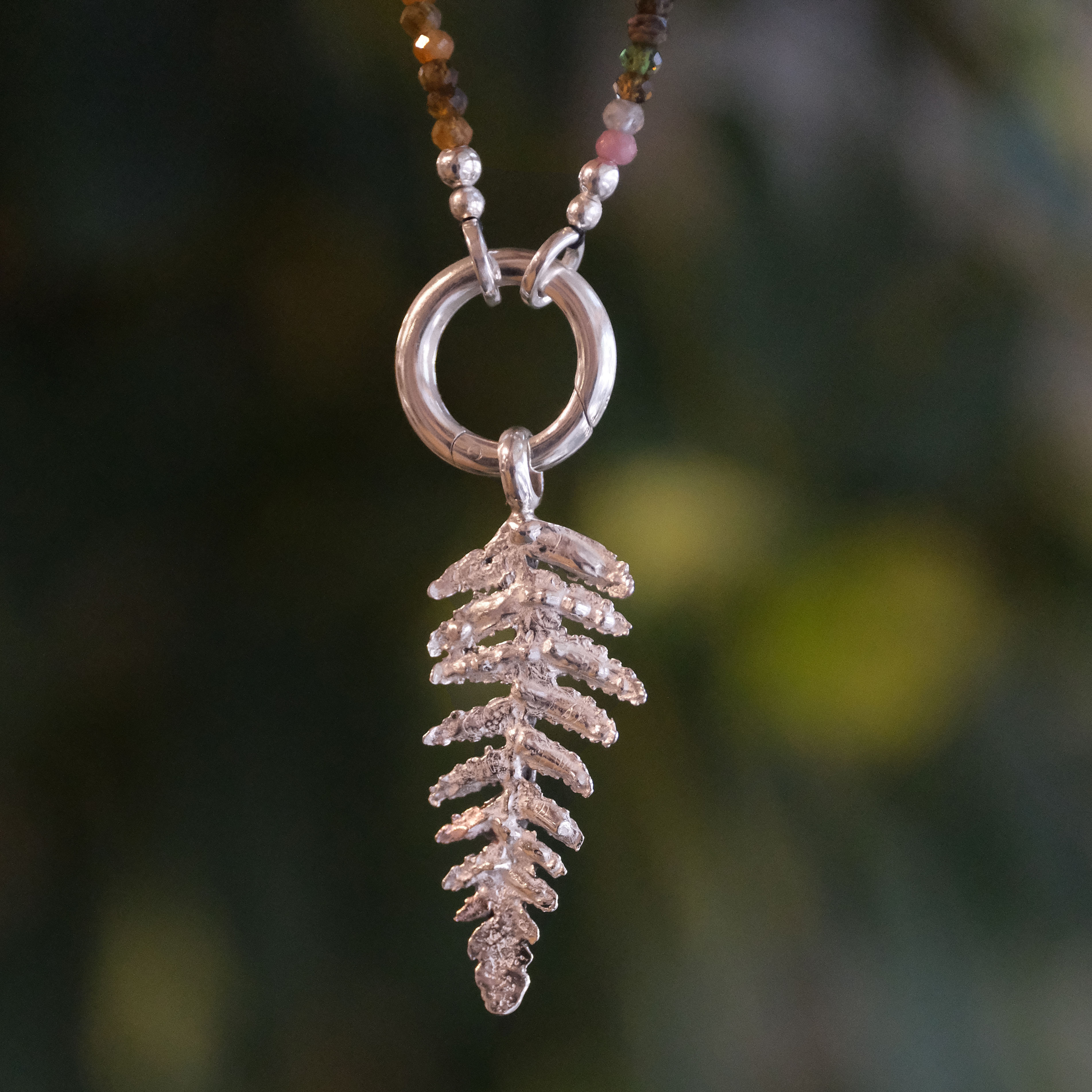 Tourmaline + Sterling Fern Garden Necklace - One of a Kind