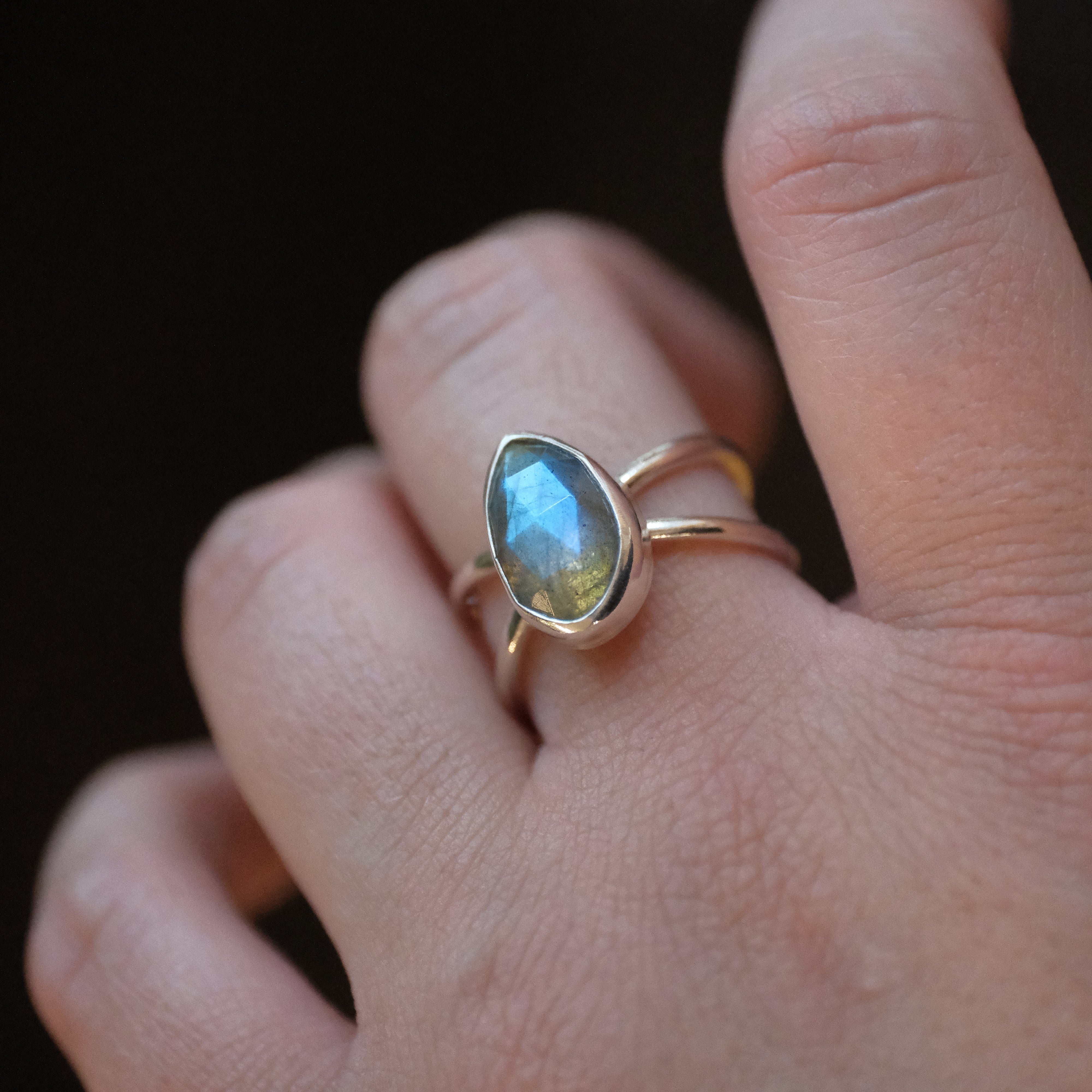 Labradorite Atom Ring (Size 7.5) - One of a Kind