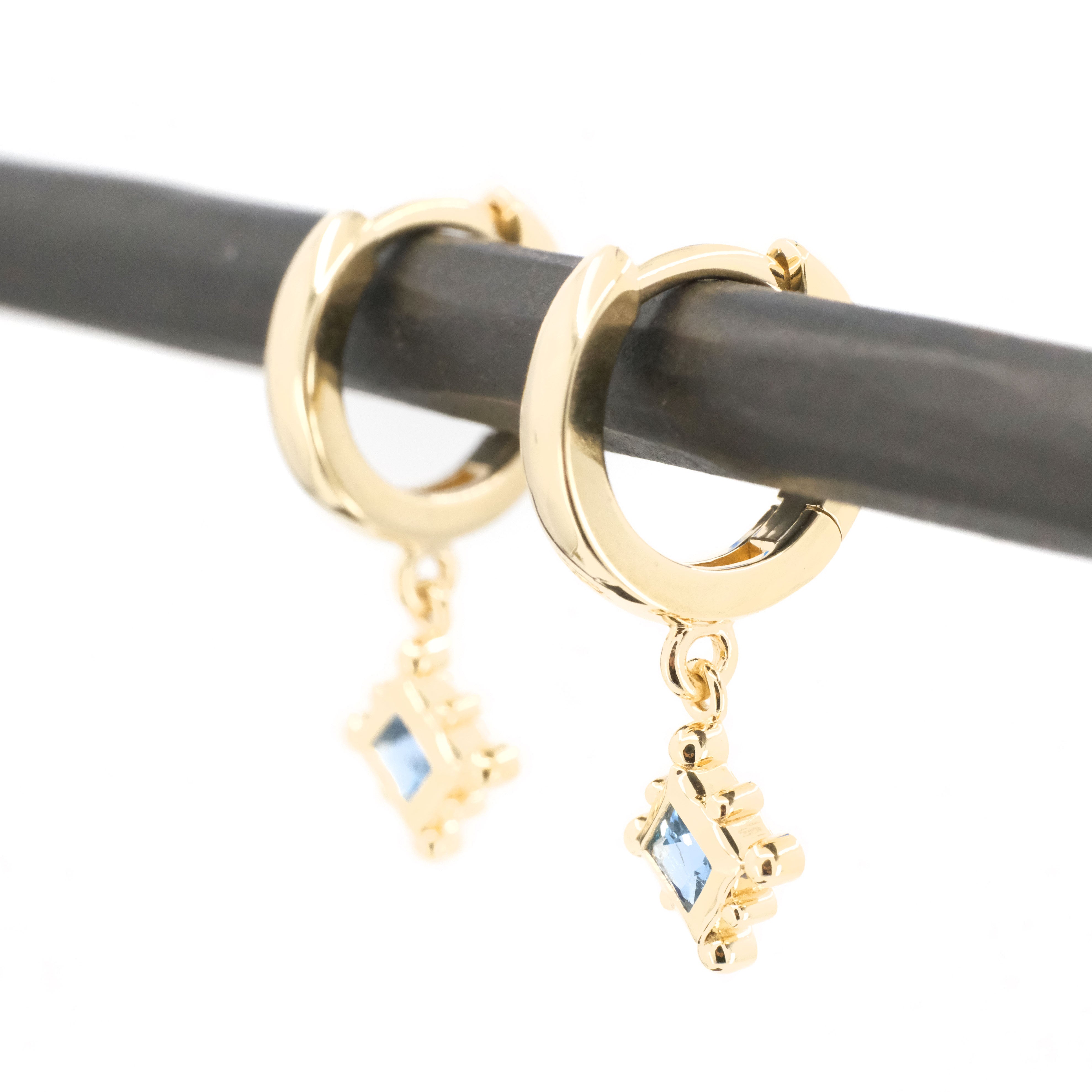 14k + Aquamarine Byzantine Hugger Earrings