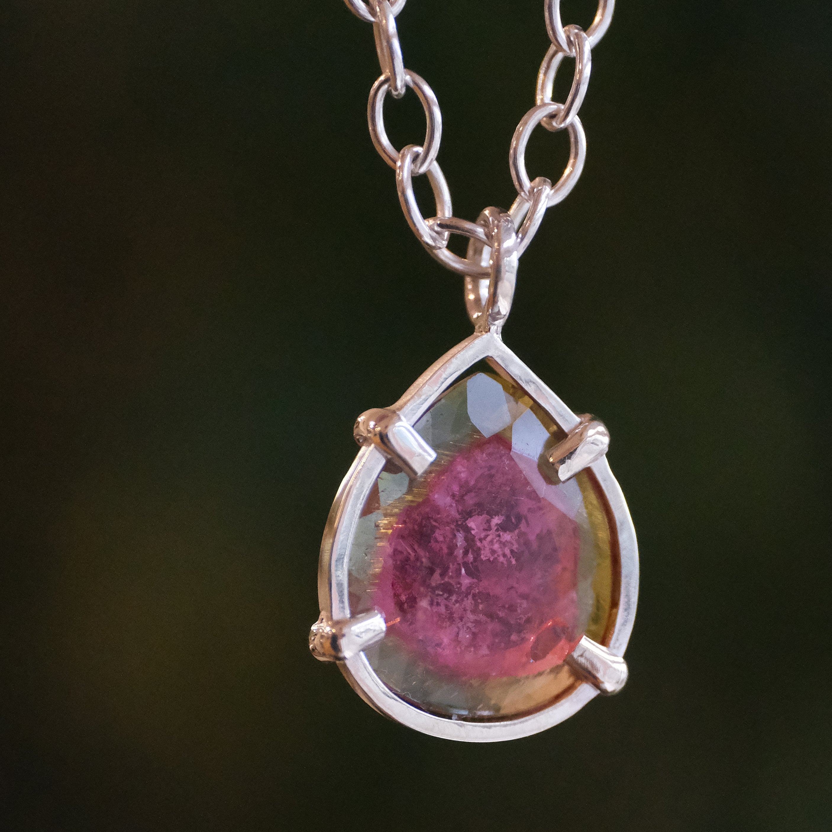 Watermelon Tourmaline Vidrio Necklace - One of a Kind