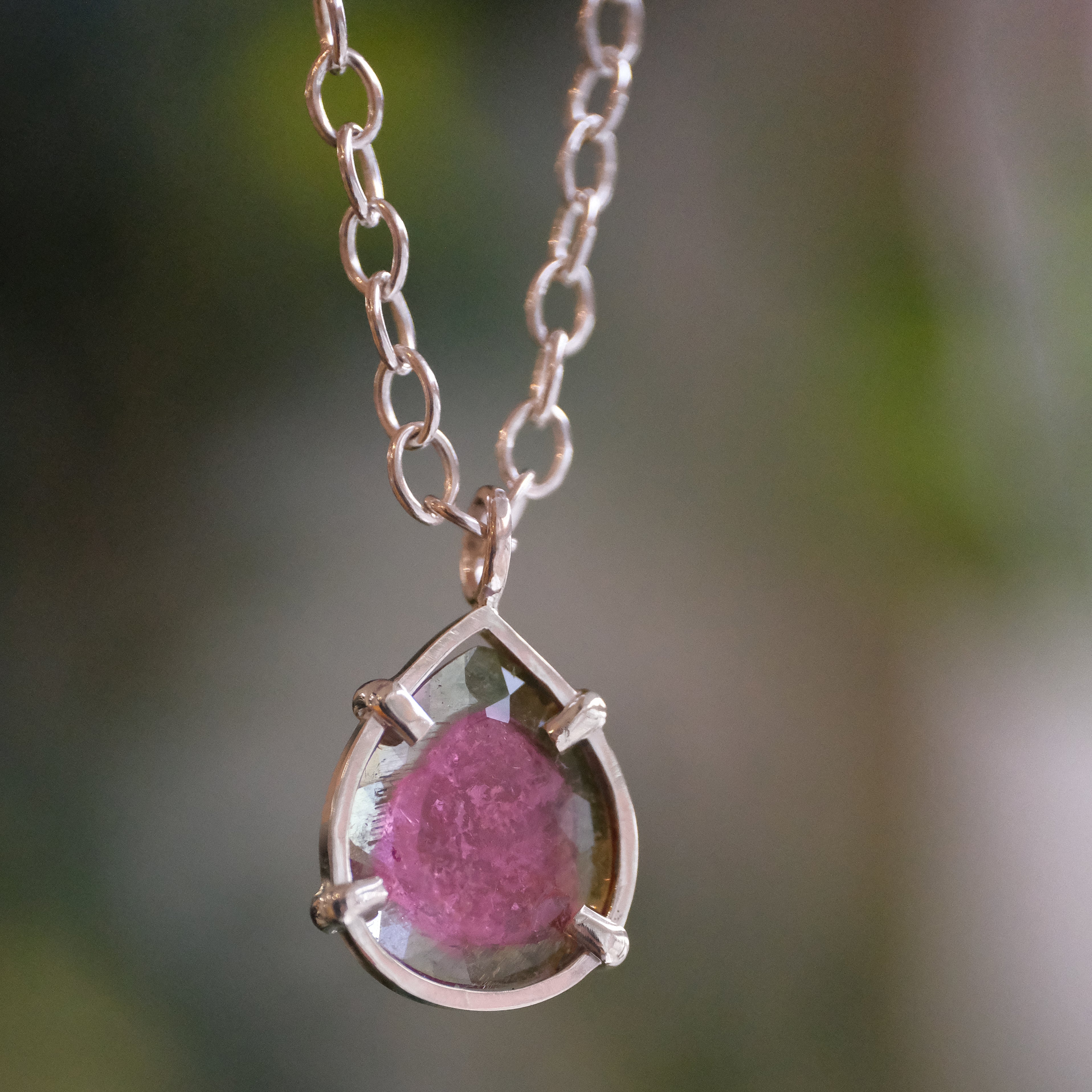 Watermelon Tourmaline Vidrio Necklace - One of a Kind