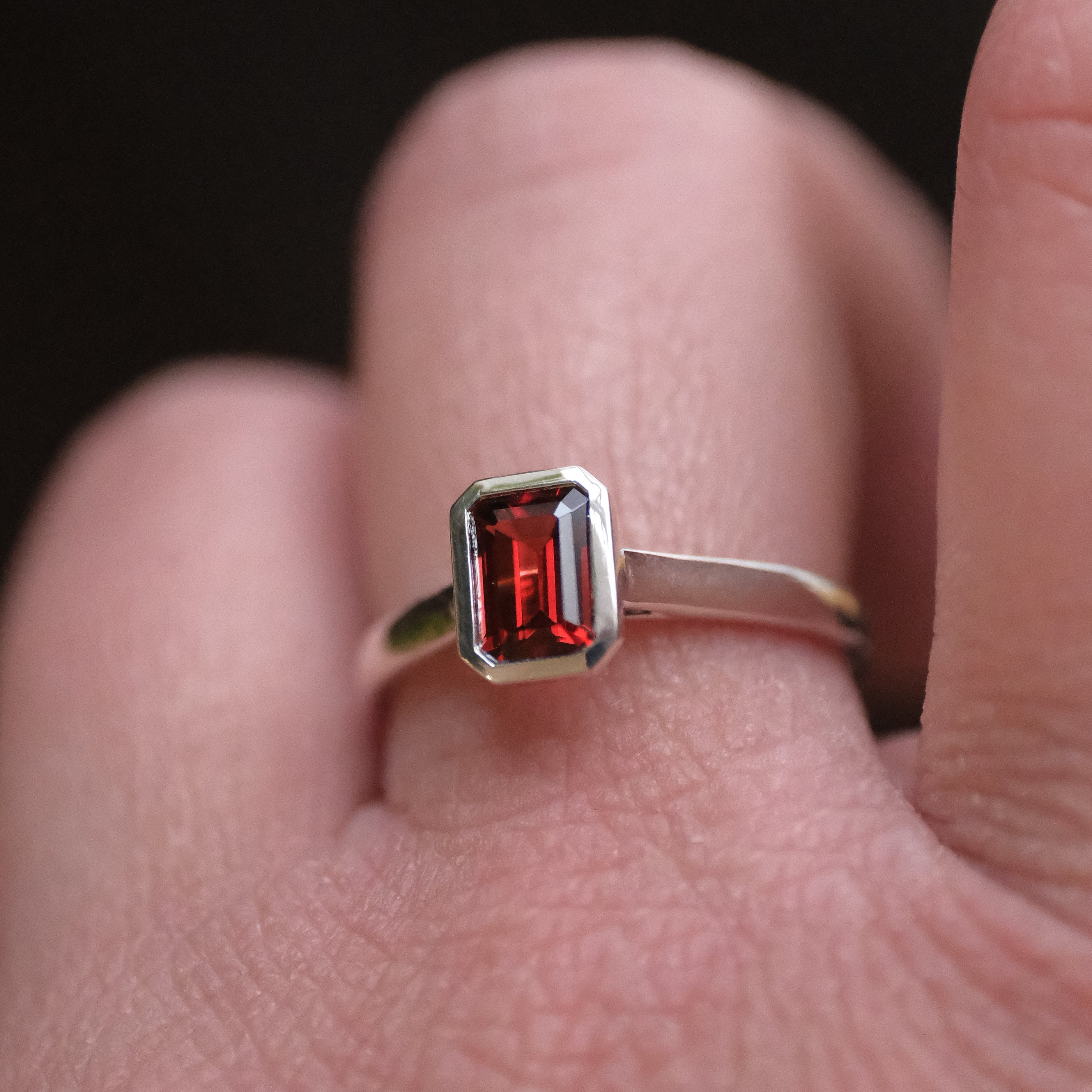 Garnet + Sterling Arches Ring (Size 7)