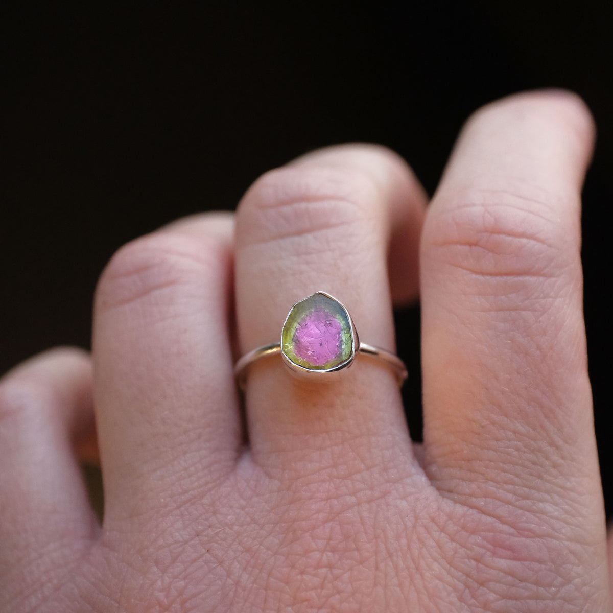 Watermelon Tourmaline Chiquito Ring (Size 7) - One of a Kind