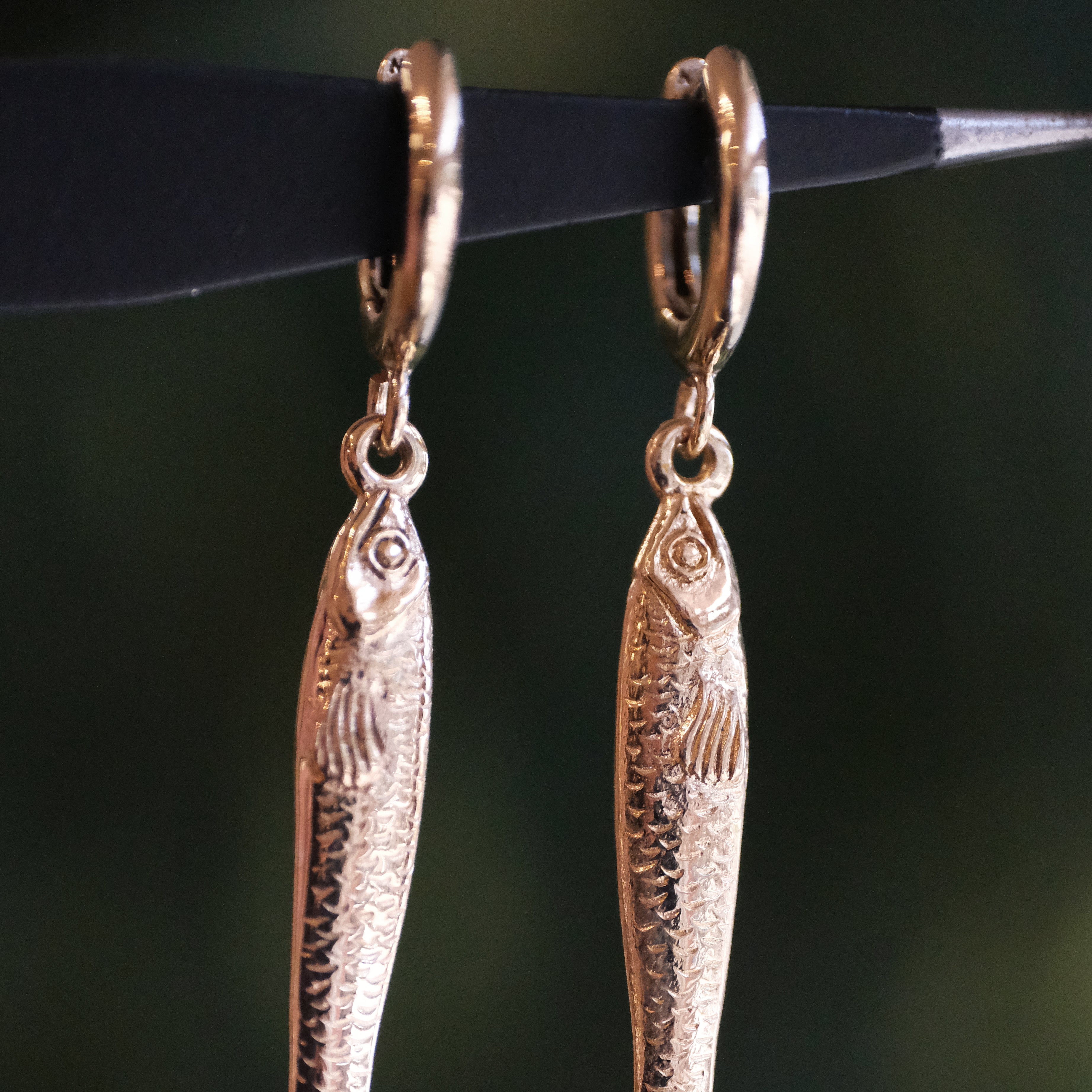 Bronze Sardine Hugger Earrings