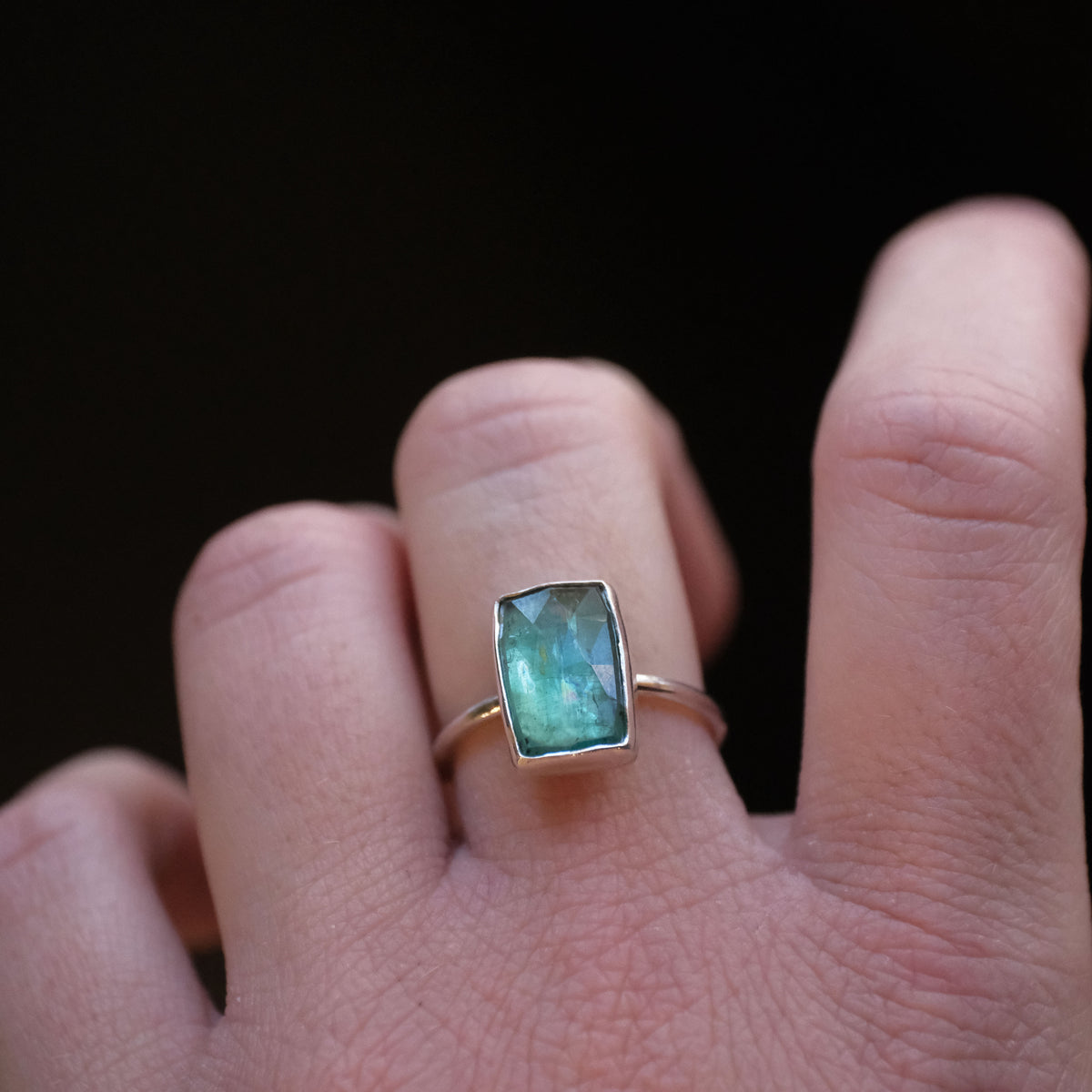 Emerald Kyanite + Sterling Tablet Ring (Size 7) - One of a Kind