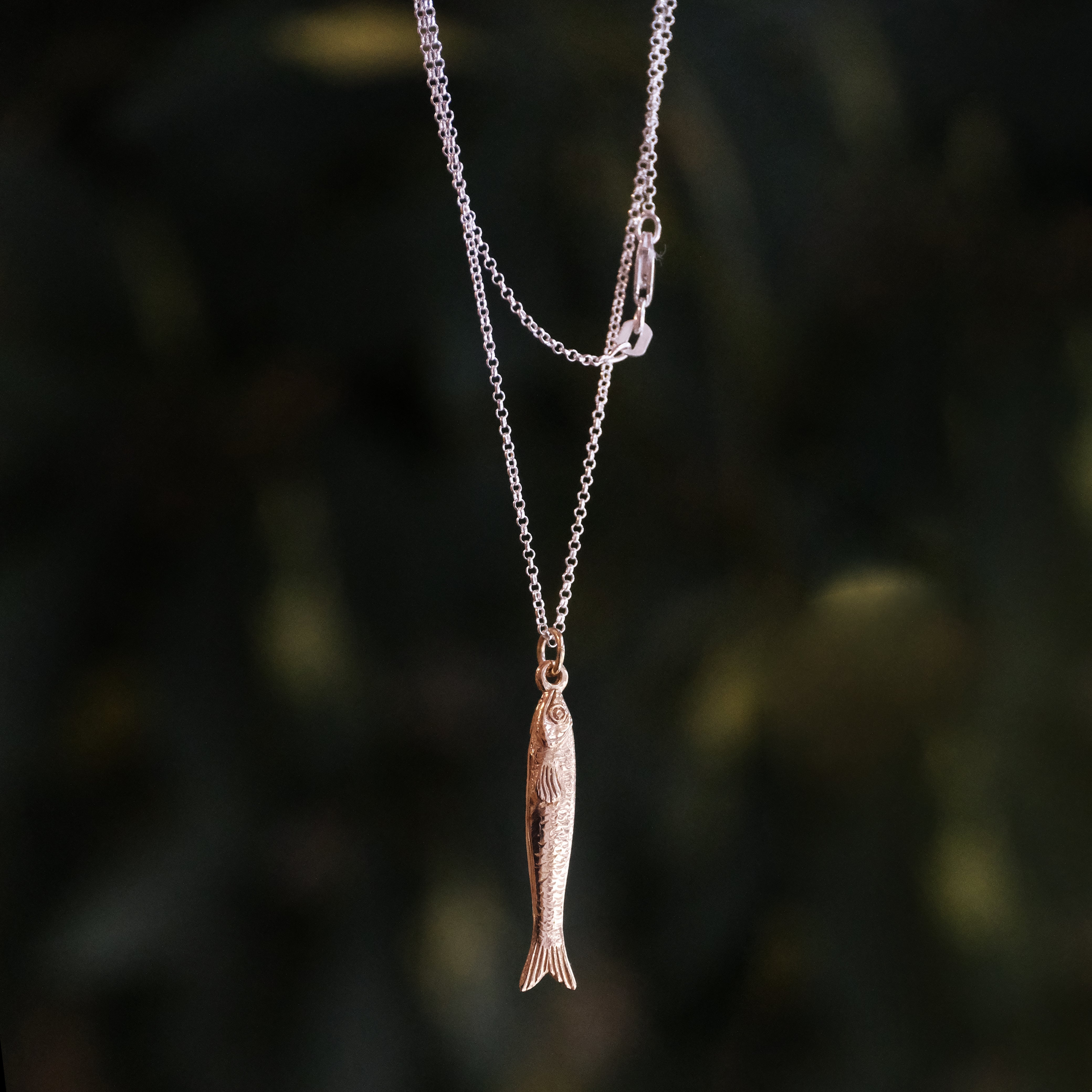 Bronze + Sterling Sardine Necklace