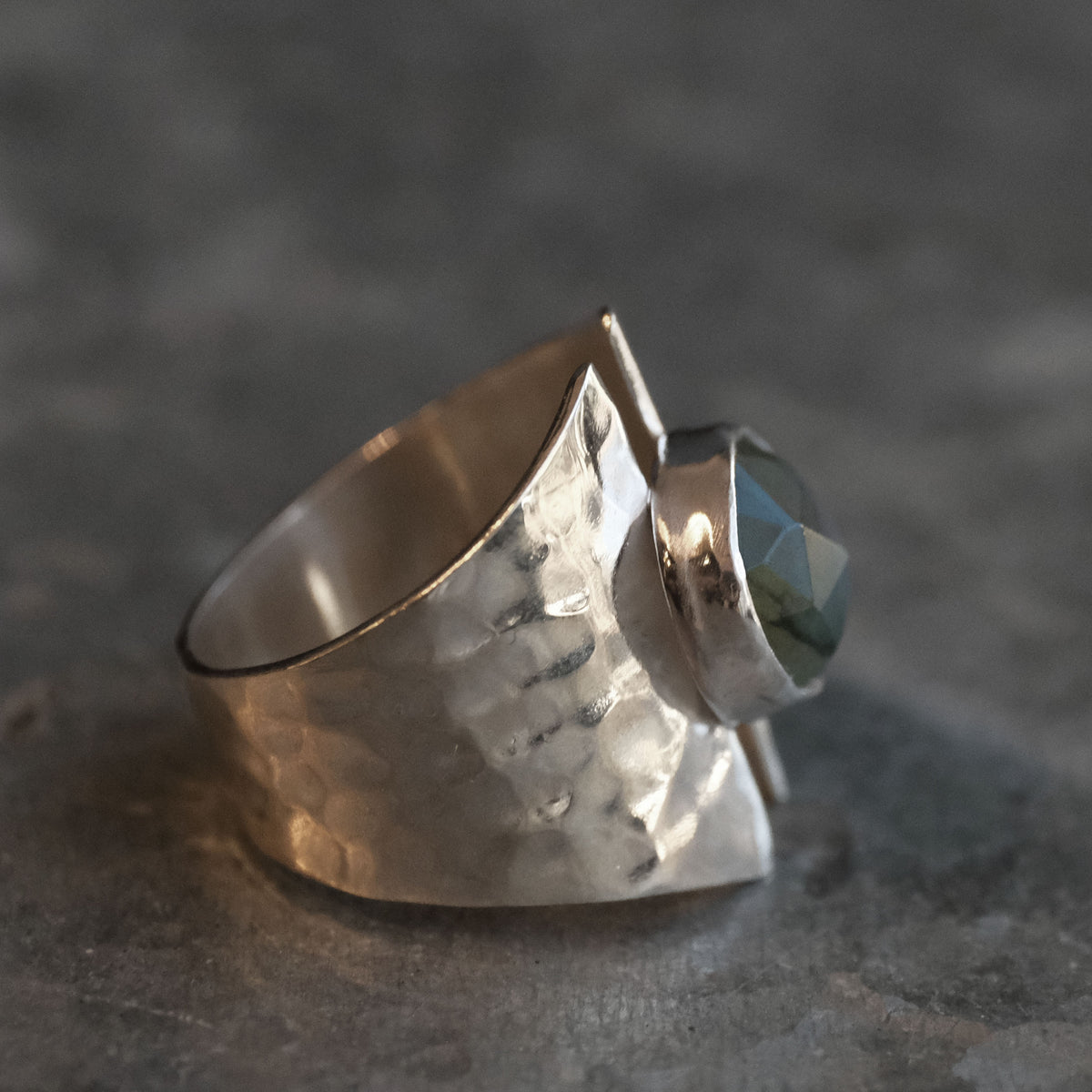 Labradorite + Sterling Shield Ring (Size 7) - One of a Kind