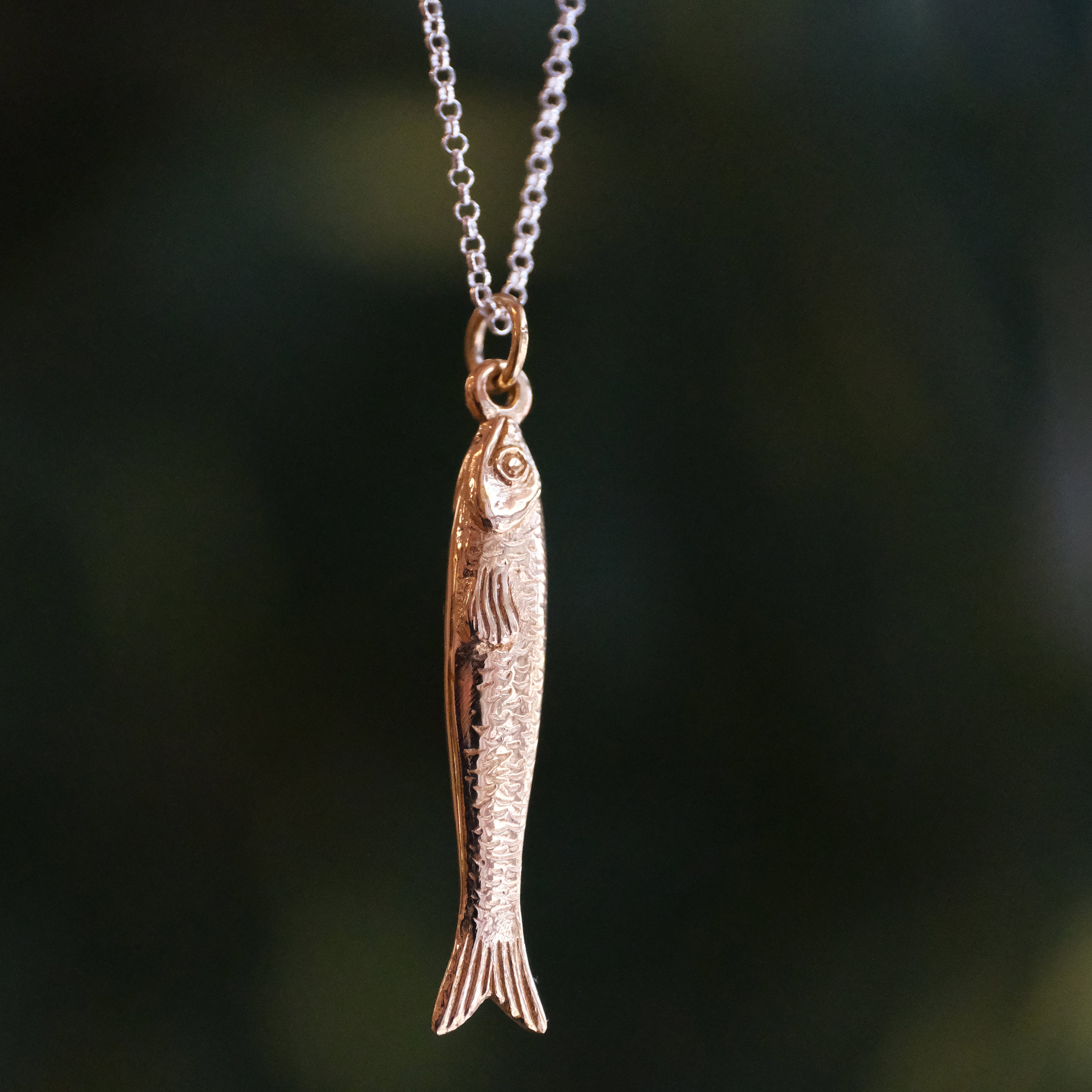 Bronze + Sterling Sardine Necklace