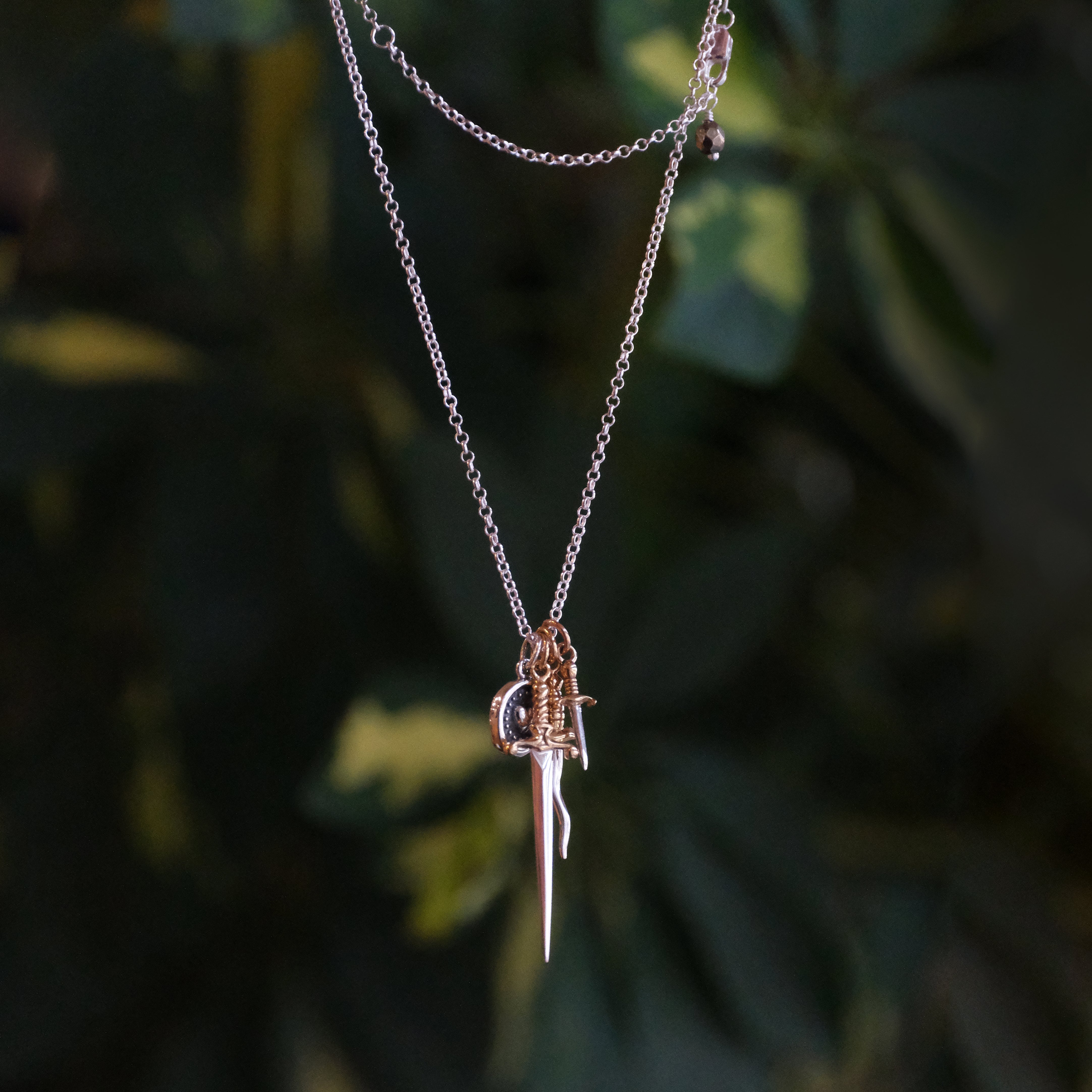 3 of Swords Sterling + Bronze Necklace