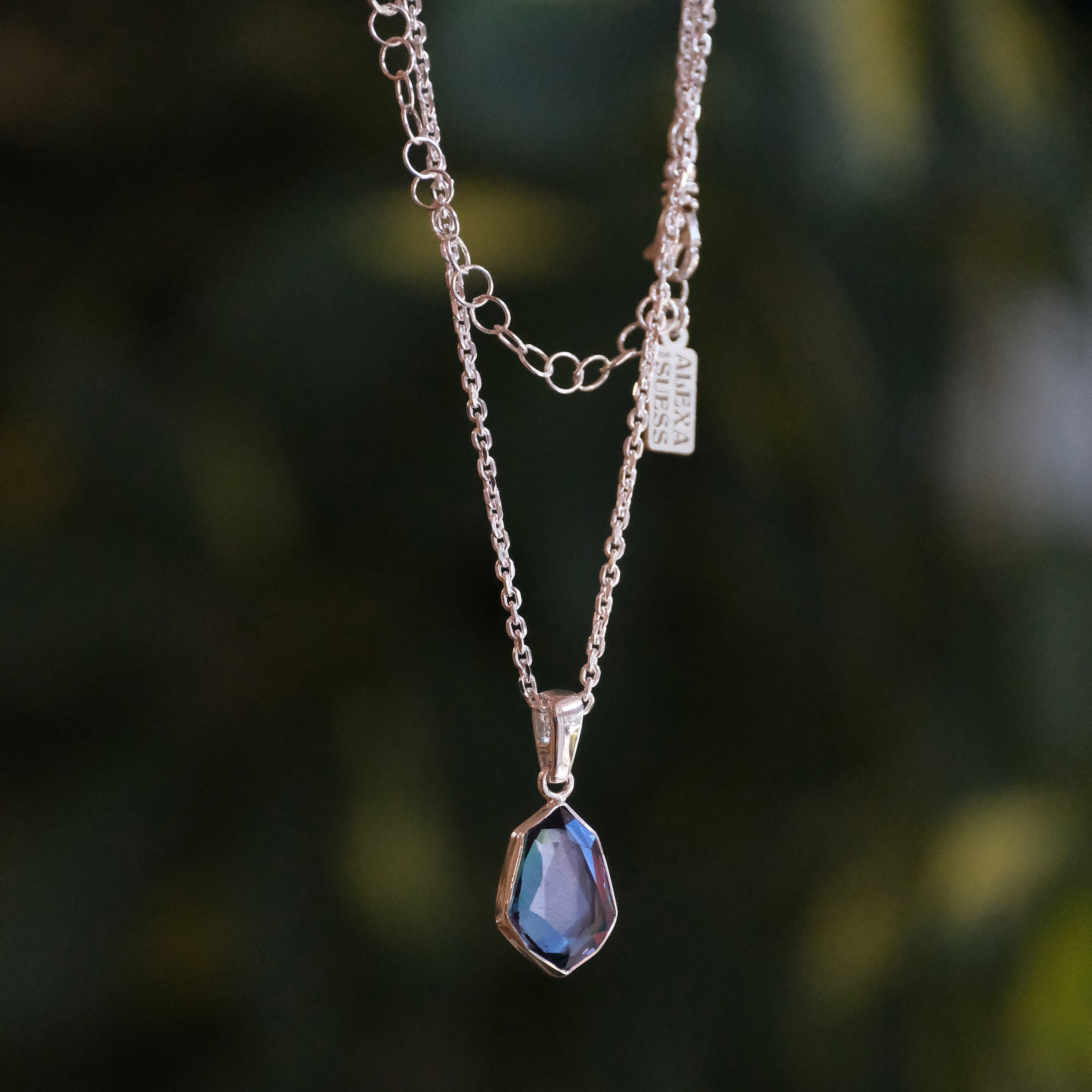 London Blue Topaz Portrait Necklace - One of a Kind