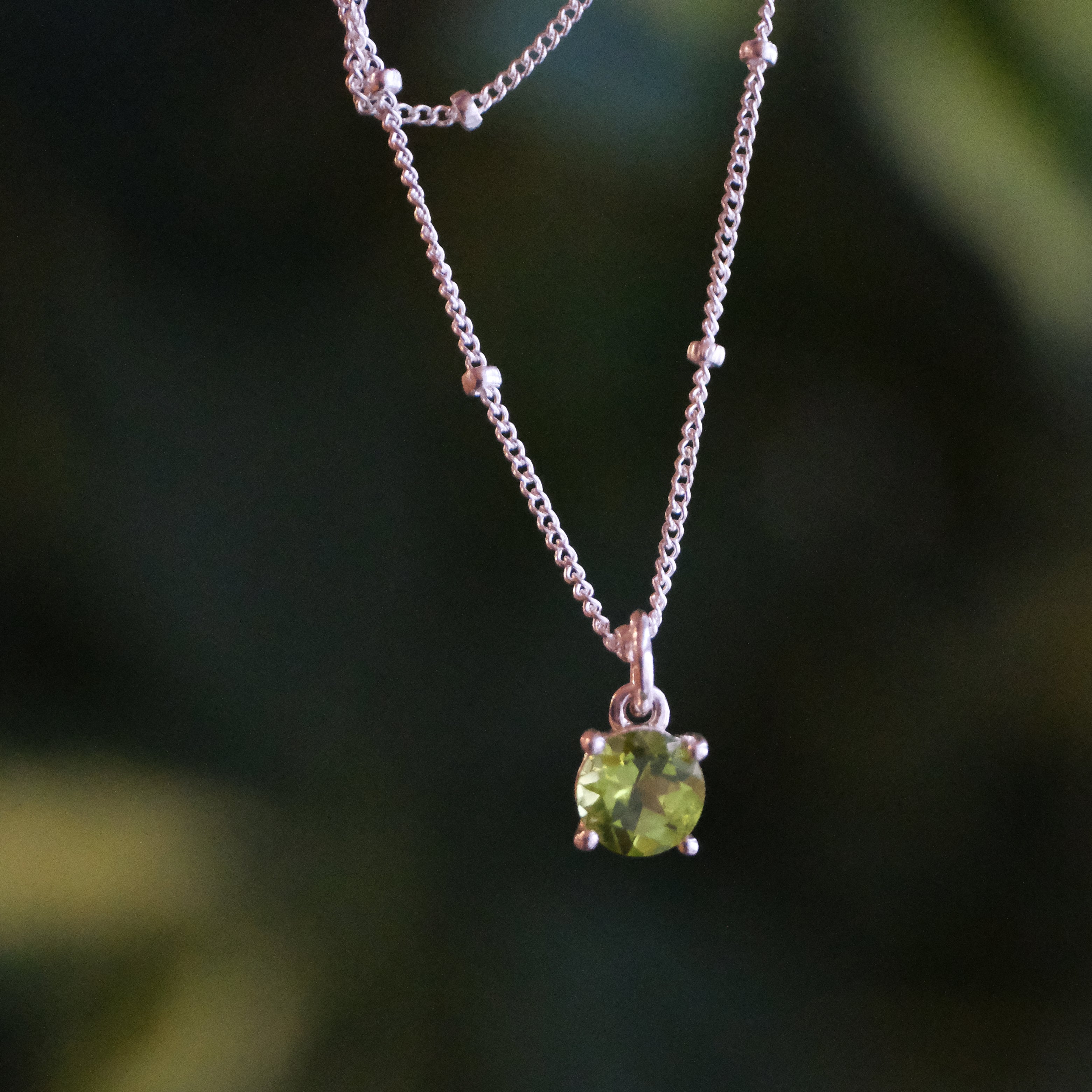 Peridot + Sterling Grass Necklace