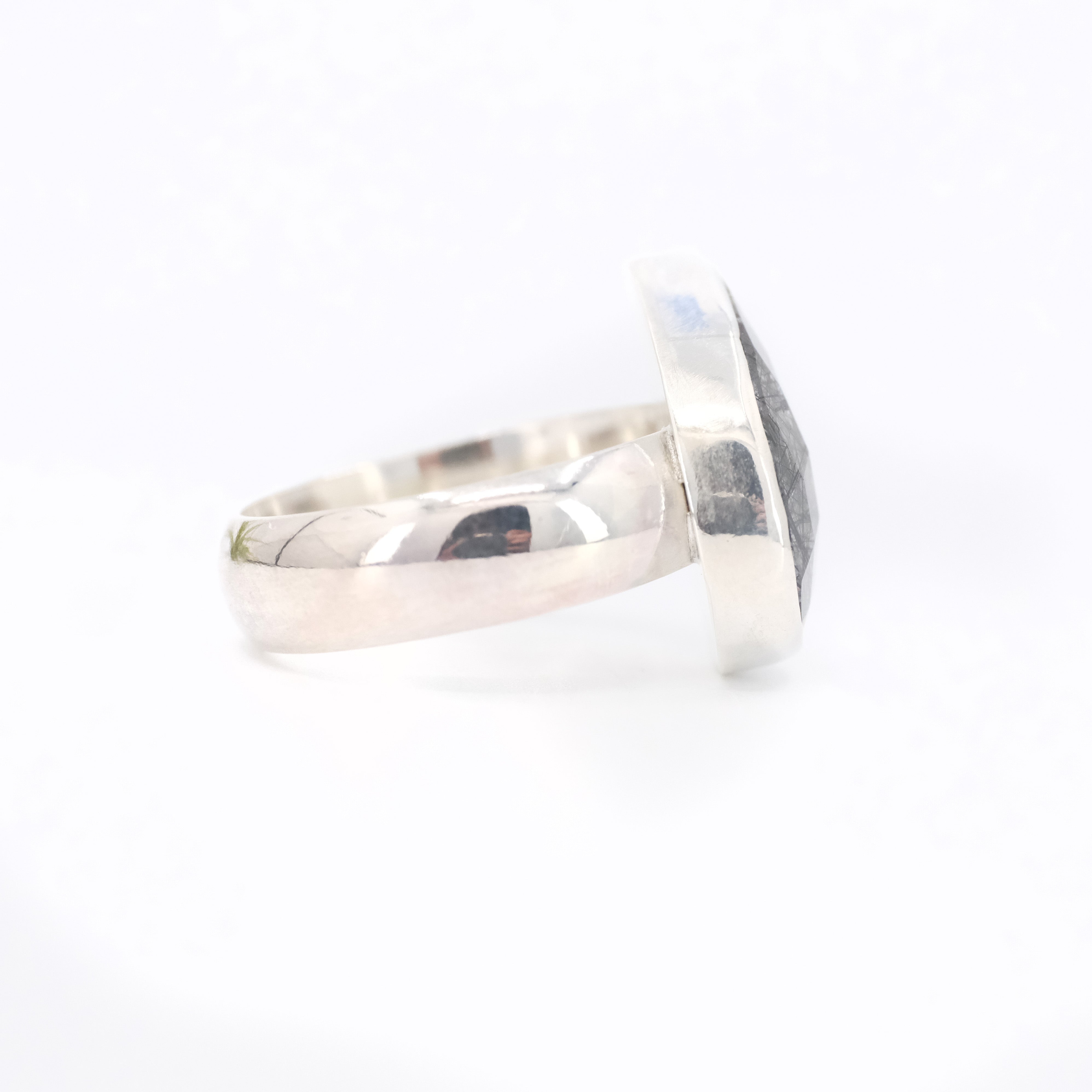 Tourmalated Quartz Stix Ring (Size 8.5) - One of a Kind