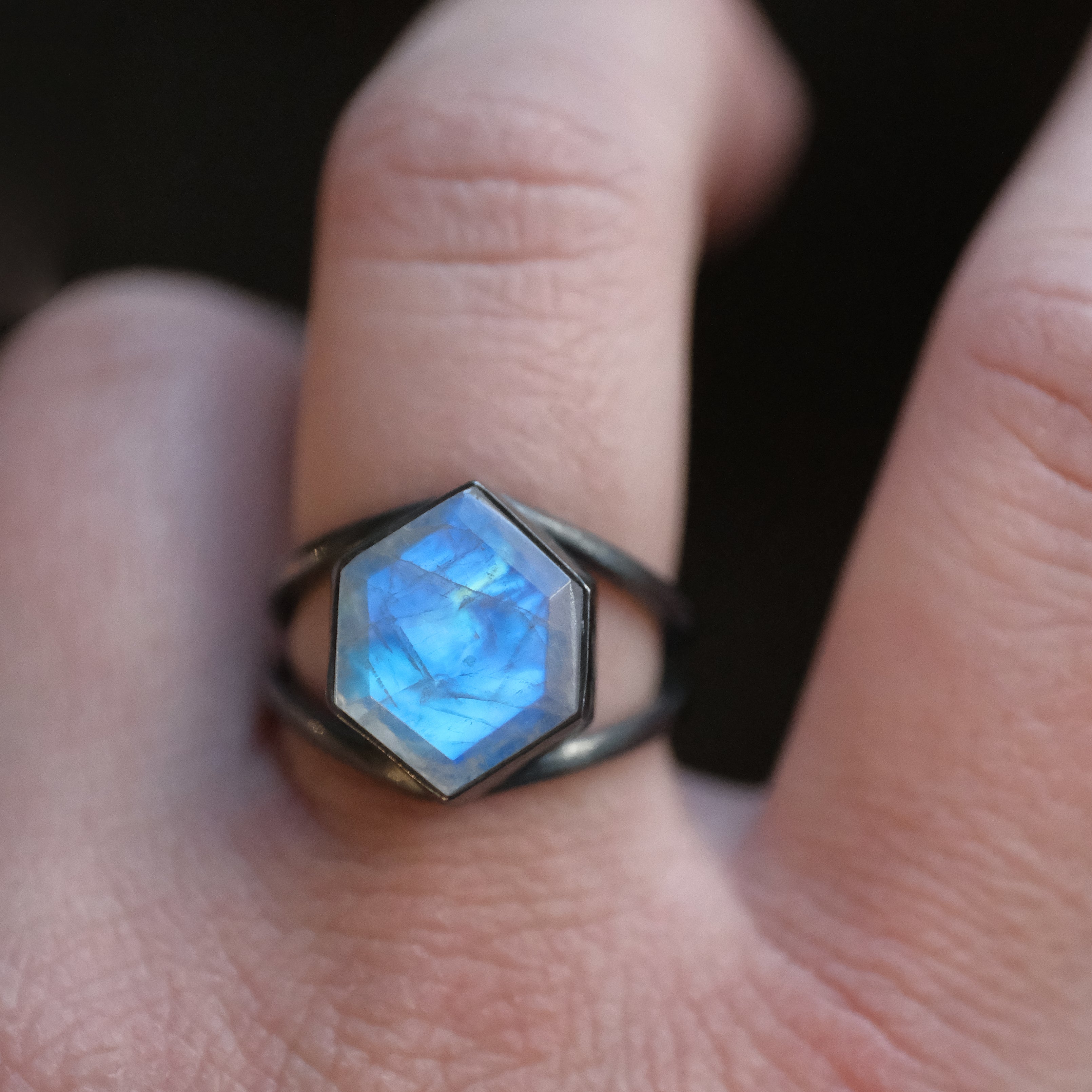 Moonstone Night Glimmer Ring (Size 6.5) - One of a Kind