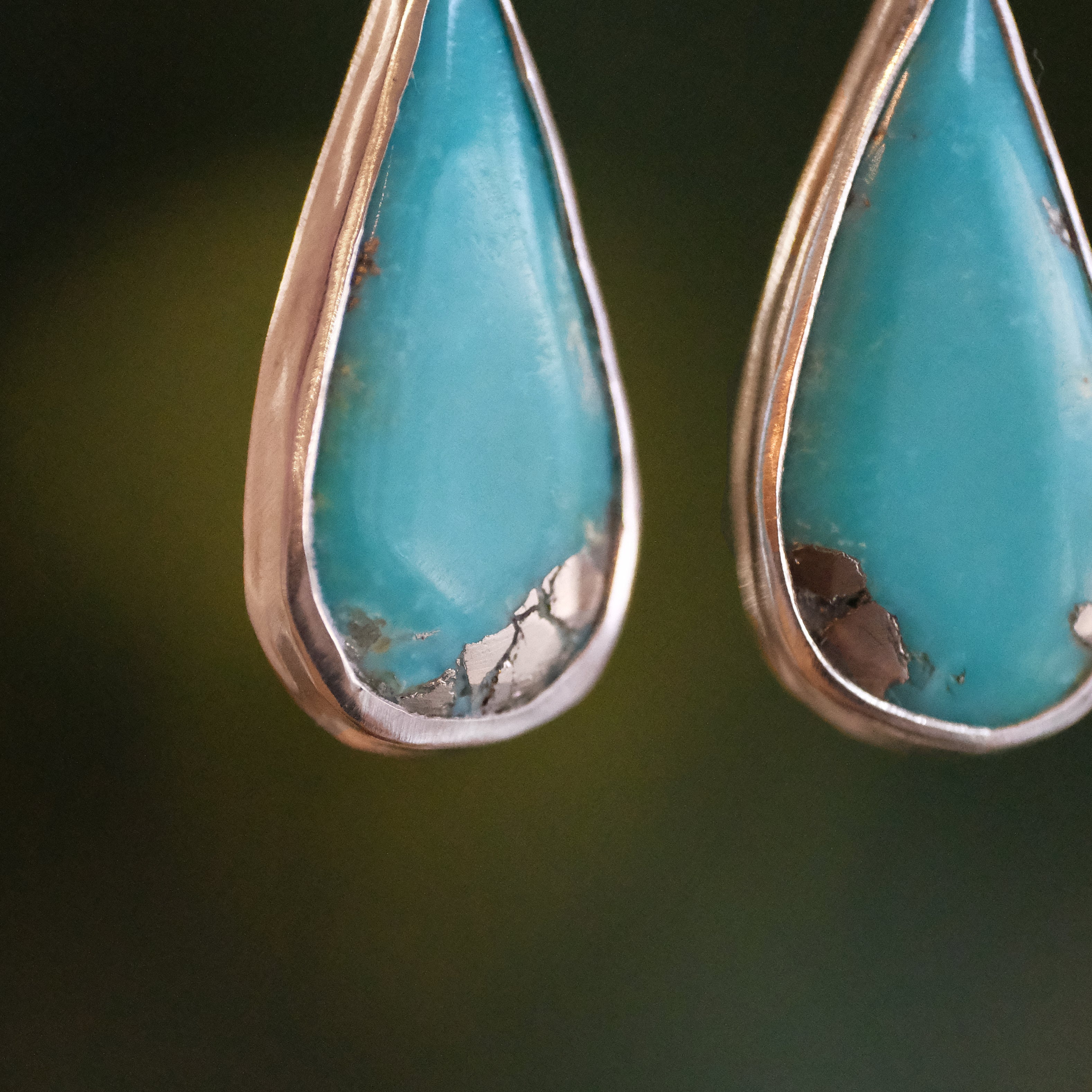 Turquoise Droplet Hugger Earrings - One of a Kind