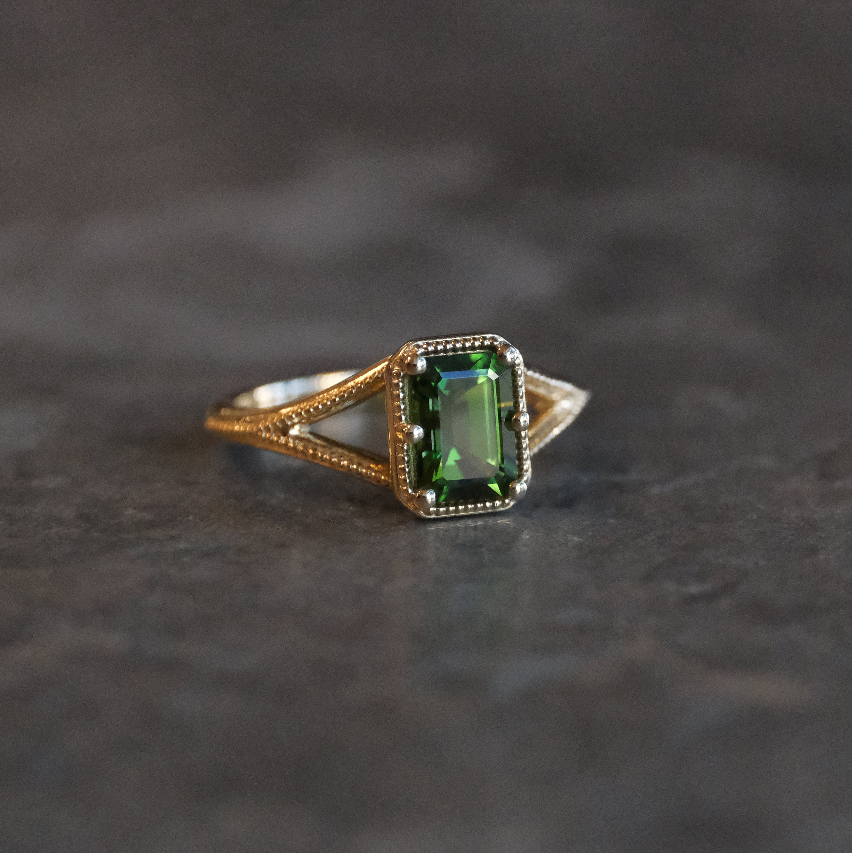 14k + Tourmaline Basil Ring - One of a Kind