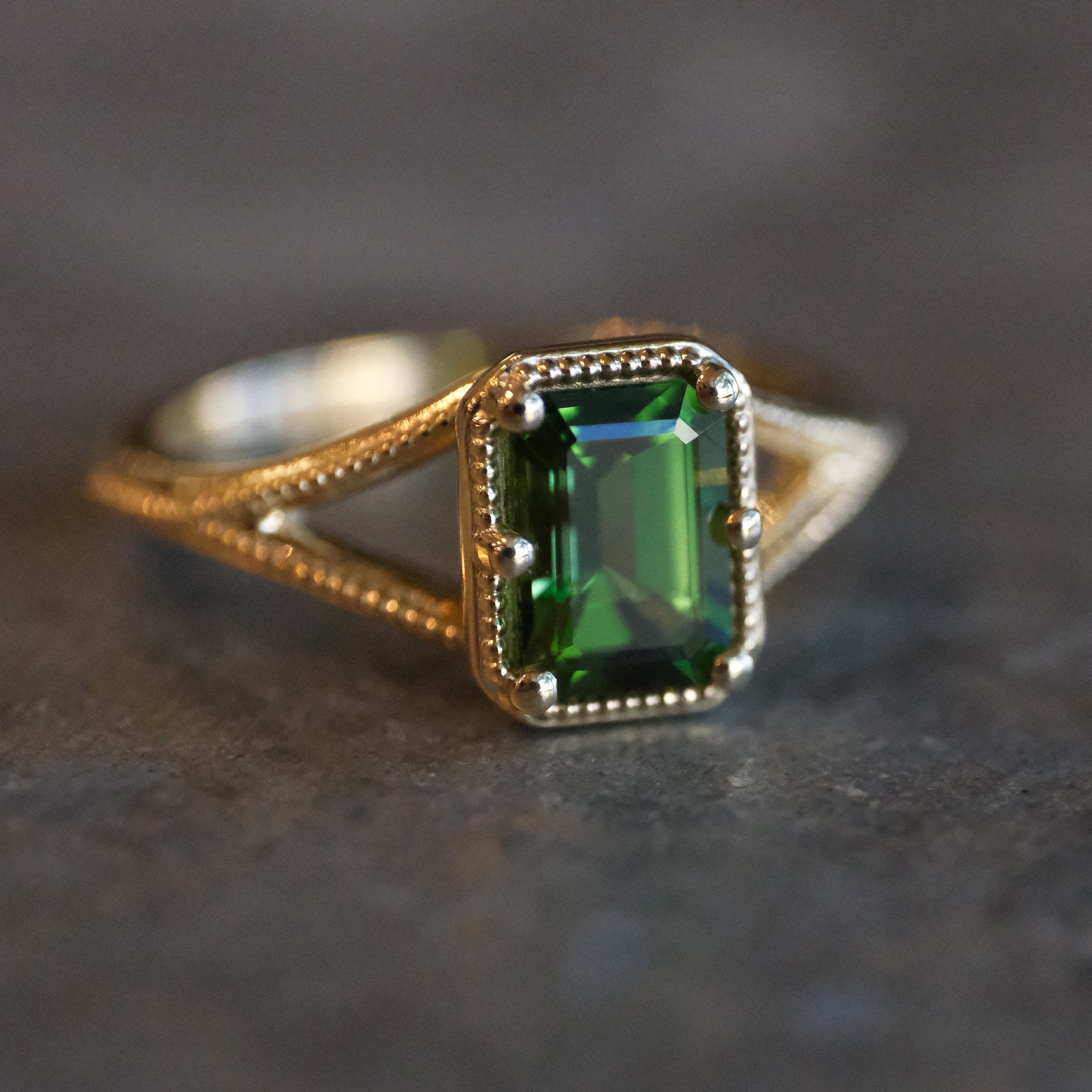 14k + Tourmaline Basil Ring - One of a Kind