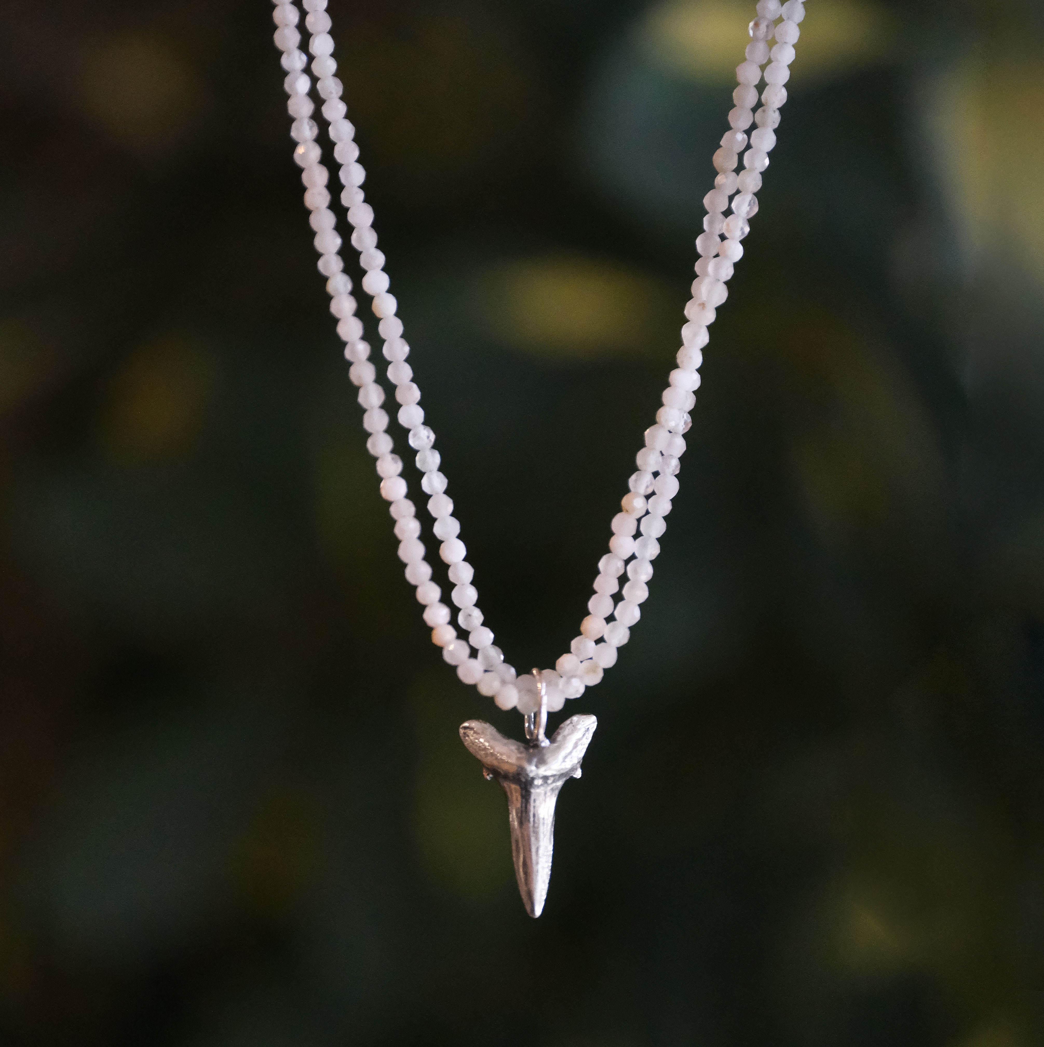 Aquamarine + Sterling Shark Tooth Necklace - One of a Kind